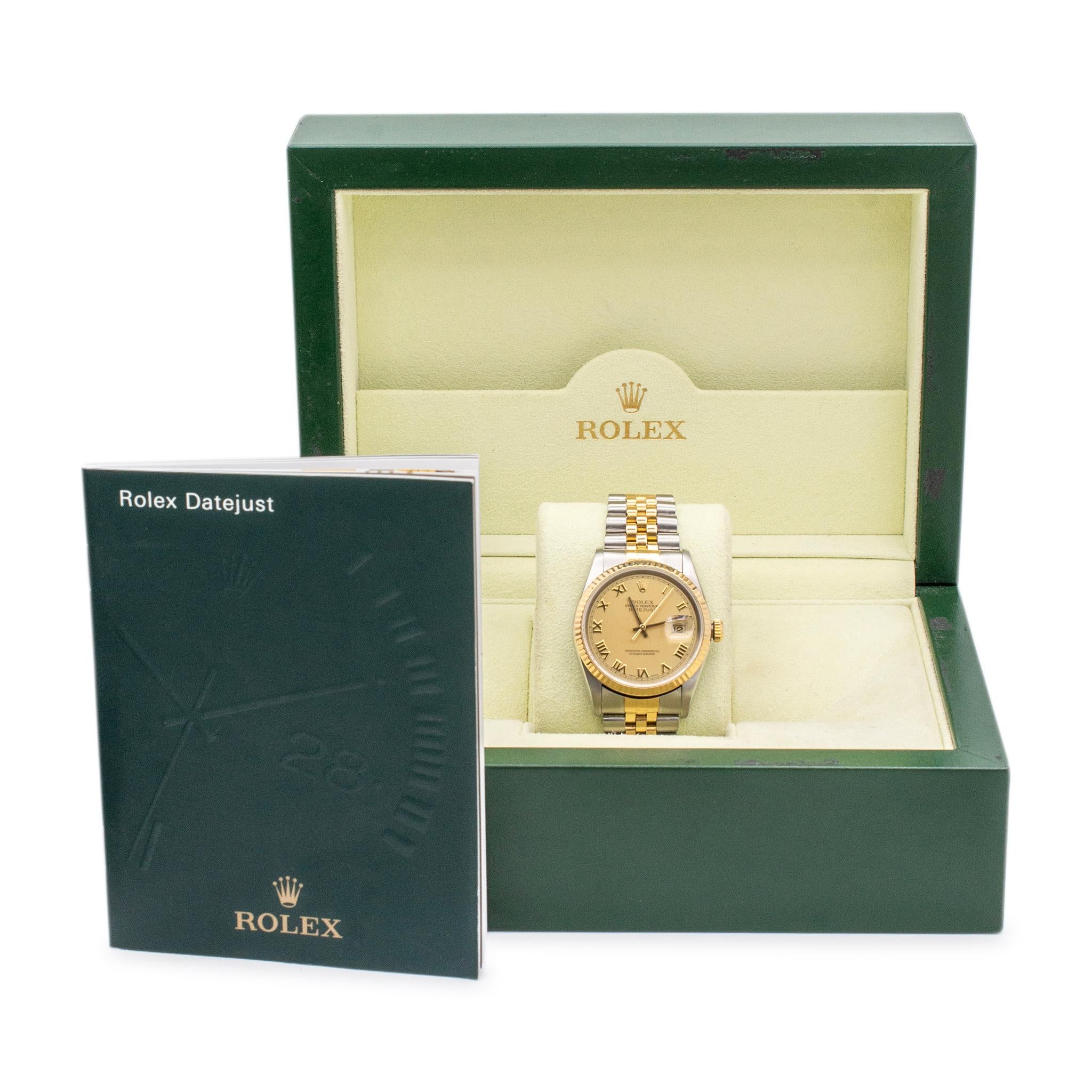 1996 Rolex Datejust 36MM 16233 Roman Dial Jubilee Yellow Gold Steel Watch 3