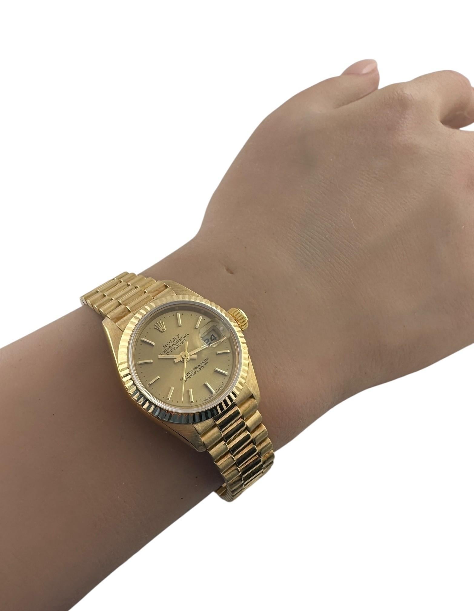 1996 Rolex Ladies 18K Yellow Gold Datejust Presidential Watch 69178 #21792 6