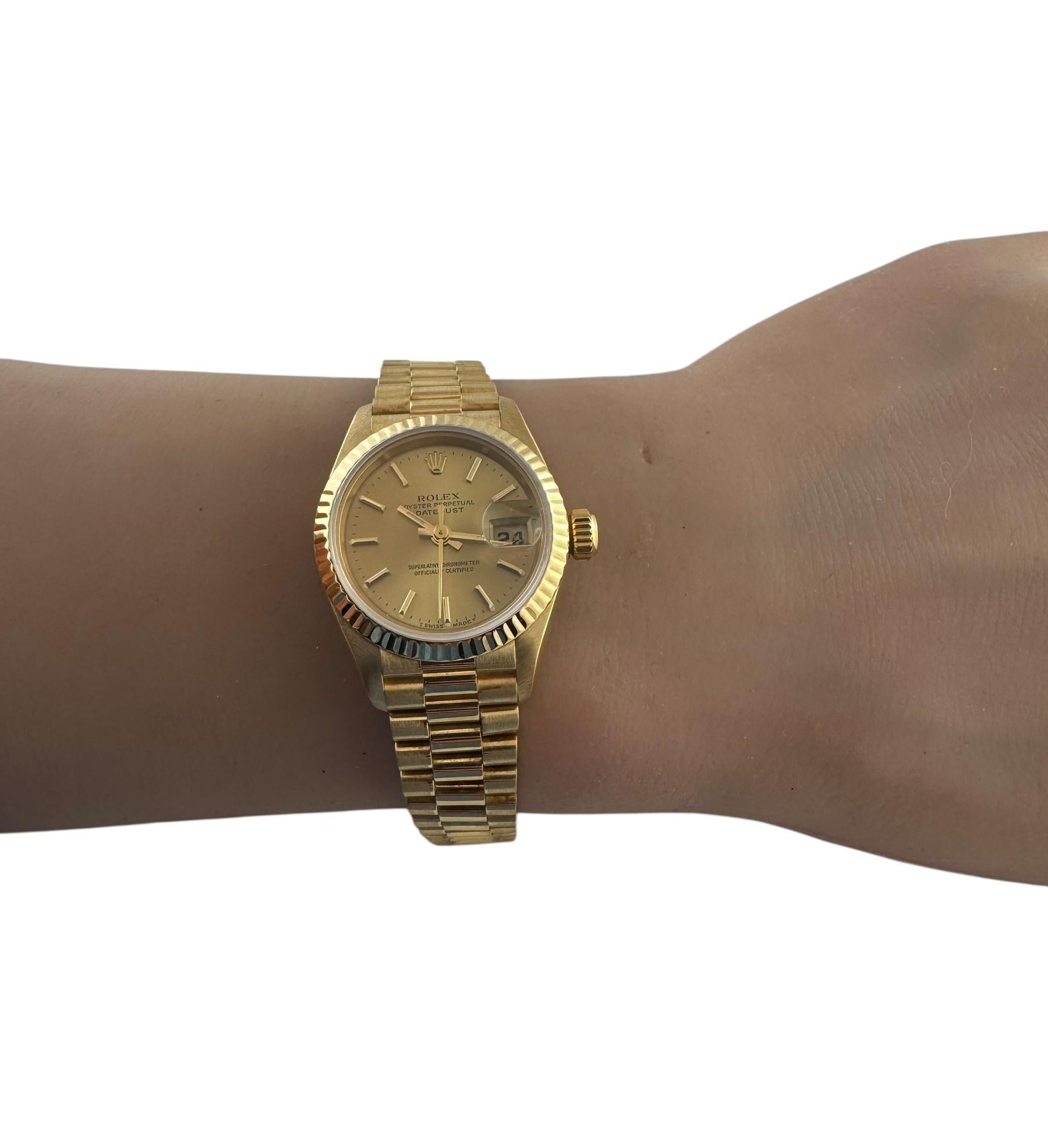 1996 Rolex Ladies 18K Yellow Gold Datejust Presidential Watch 69178 #21792 7