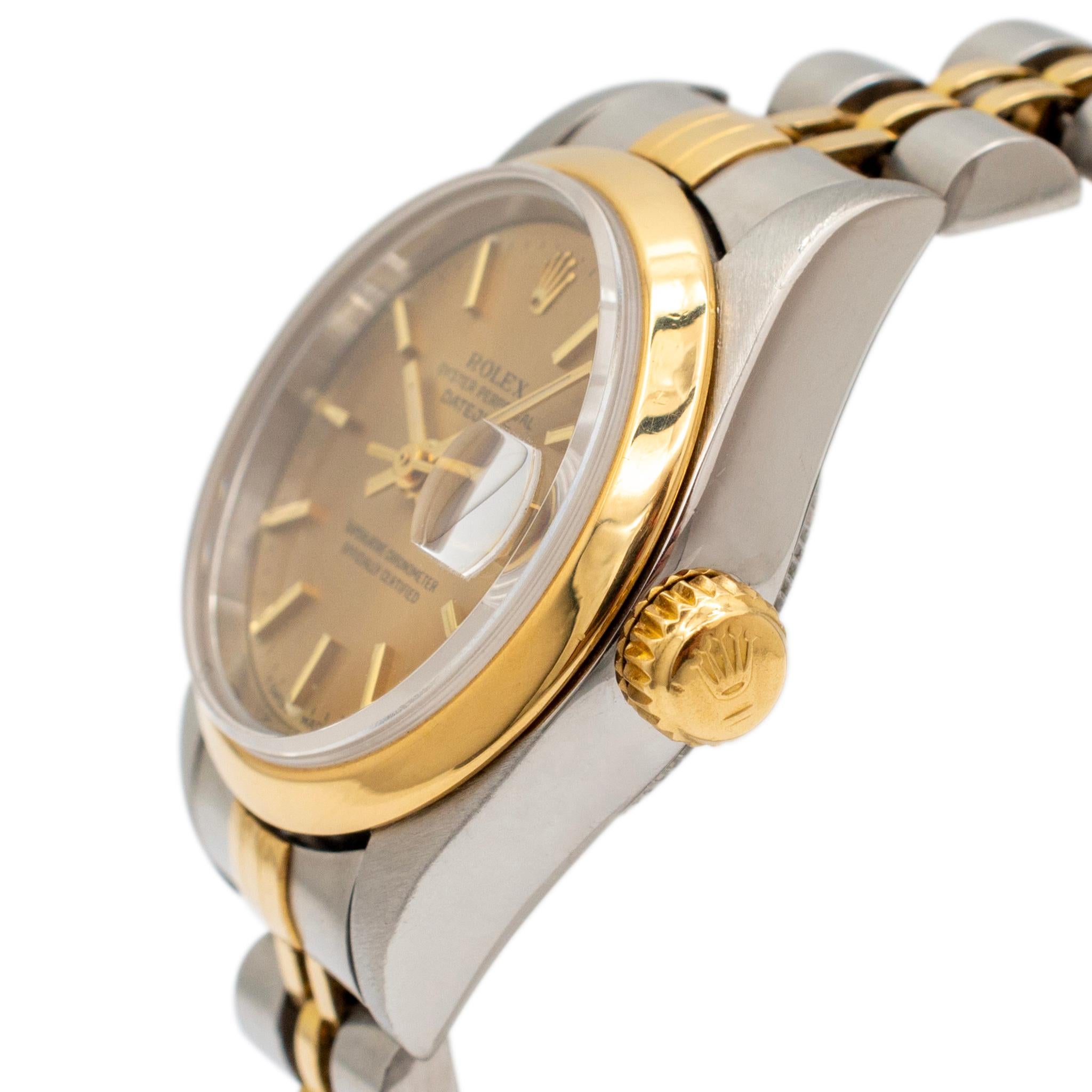 1996 Rolex Lady Datejust 26MM 69173 Jubiläum Gelbgold Edelstahl-Uhr im Zustand „Hervorragend“ in Houston, TX