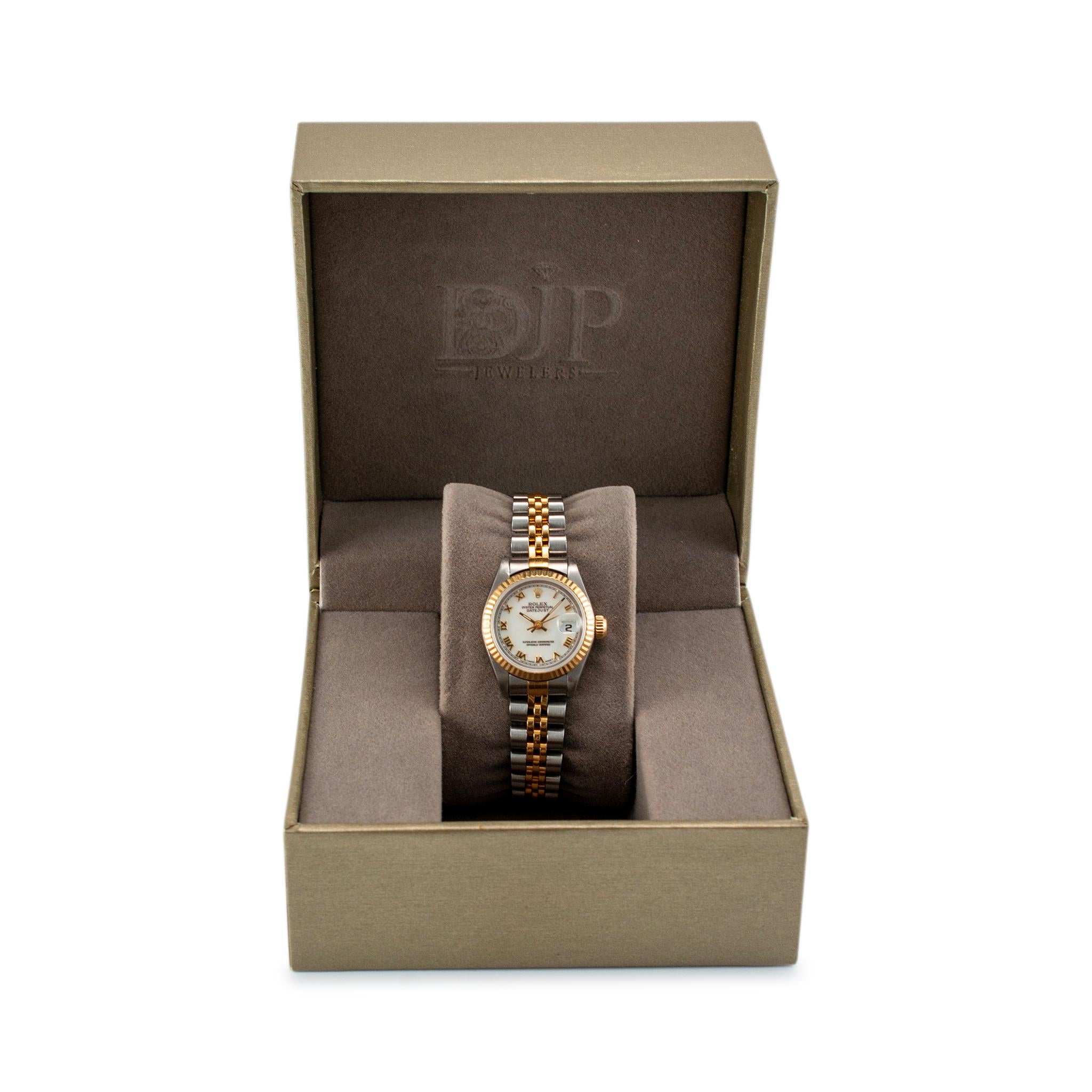 1996 Rolex Lady Datejust 26MM 69173 Weiße römische 18K Gelbgold & Stahluhr 3
