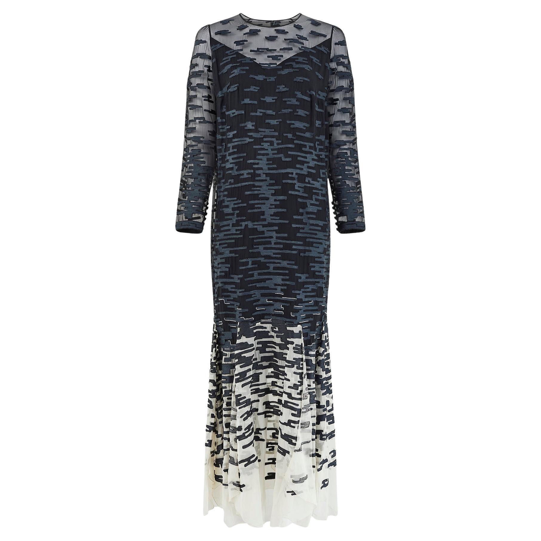 1996 Runway Chanel Haute Couture Monochrome Evening Gown For Sale