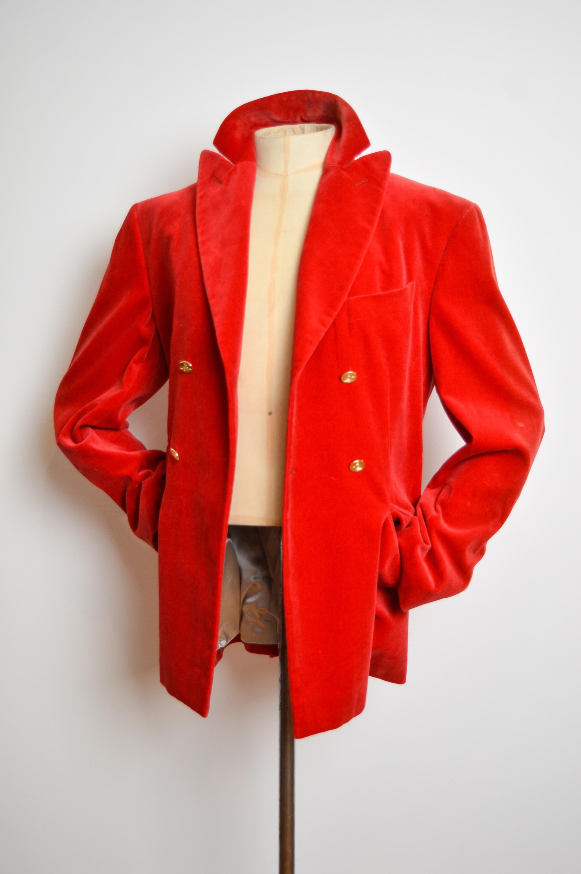 1996 Runway Vivienne Westwood MAN Red Velvet Double breasted Blazer Suit Jacket 7