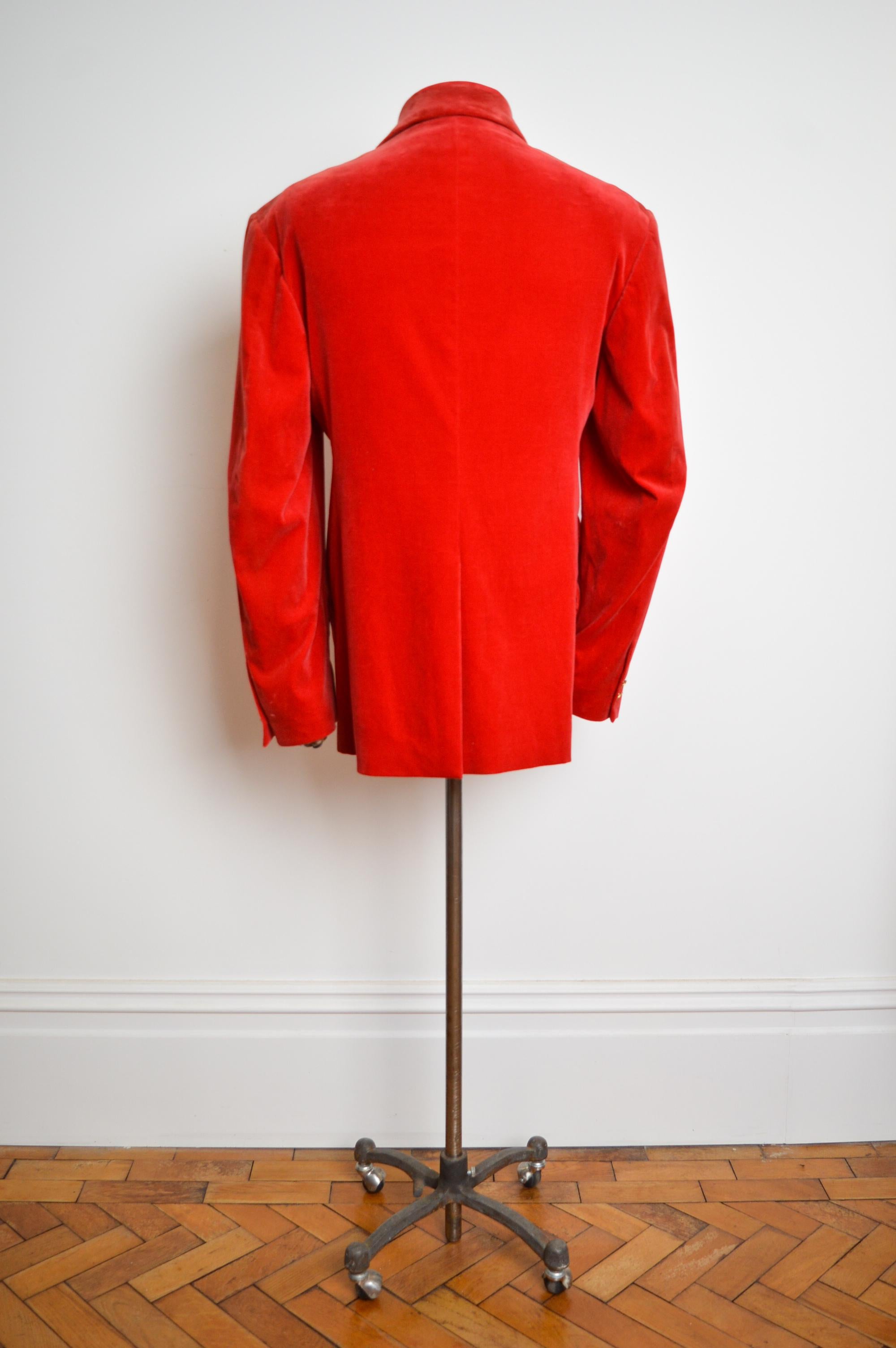 1996 Runway Vivienne Westwood MAN Red Velvet Double breasted Blazer Suit Jacket 10