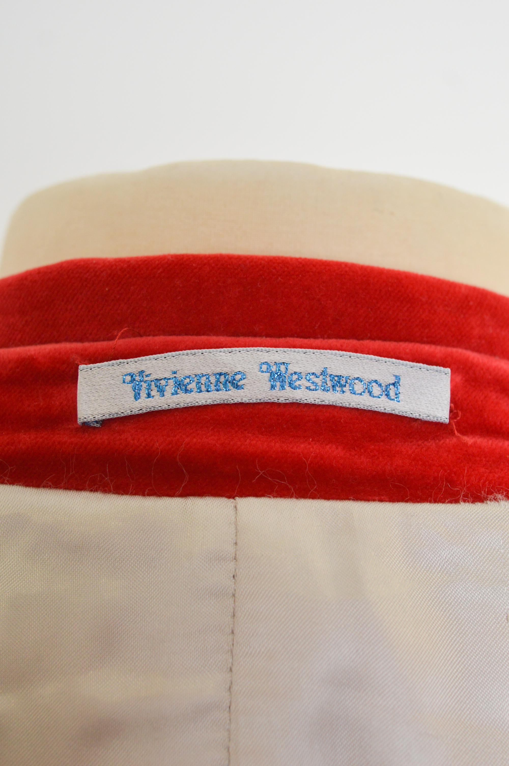 1996 Runway Vivienne Westwood MAN Red Velvet Double breasted Blazer Suit Jacket 14