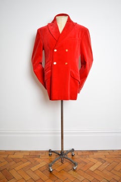 1996 Runway Vivienne Westwood MAN Red Velvet Double breasted Blazer Suit Jacket