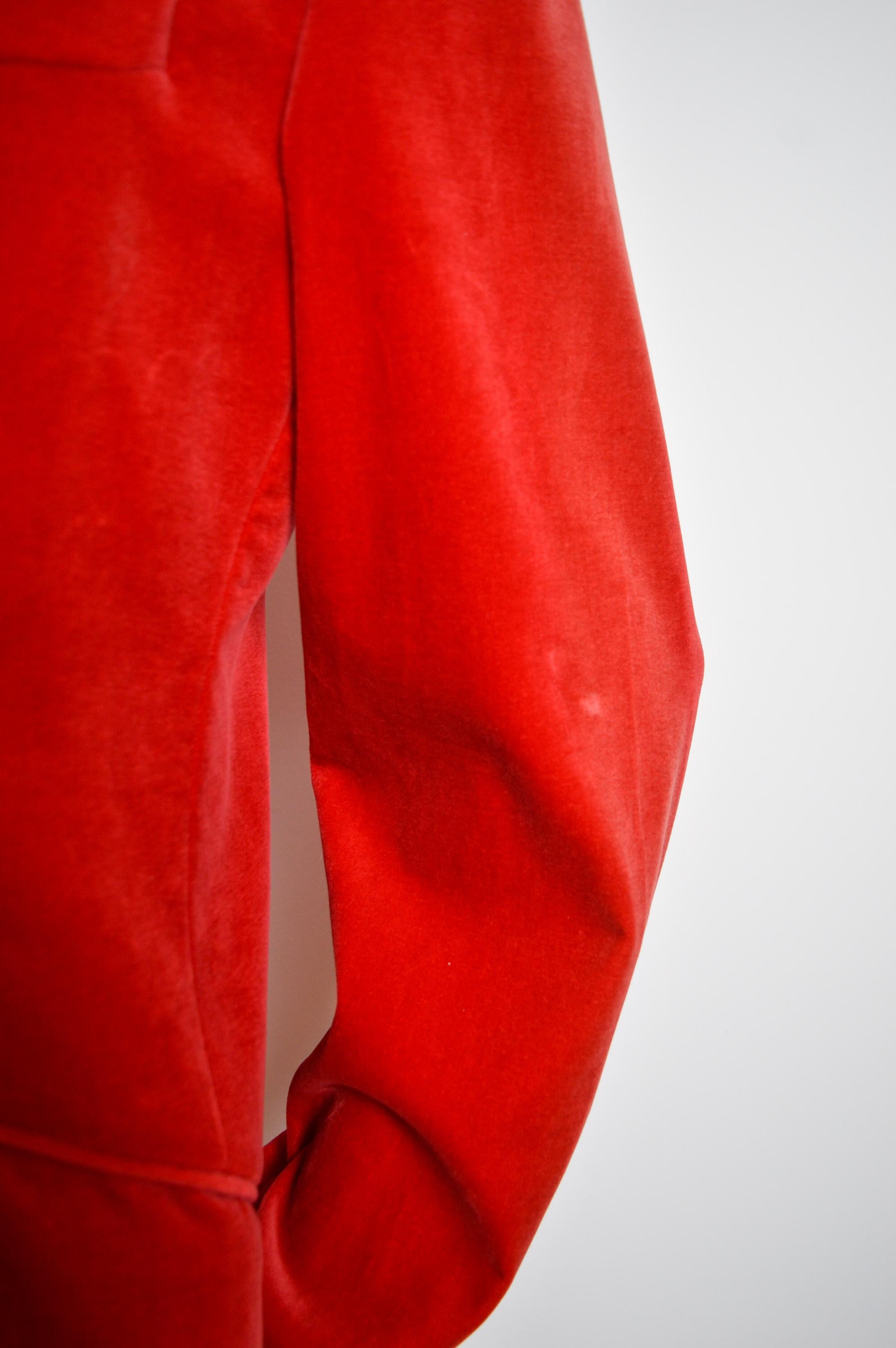 1996 Runway Vivienne Westwood MAN Red Velvet Double breasted Blazer Suit Jacket 2