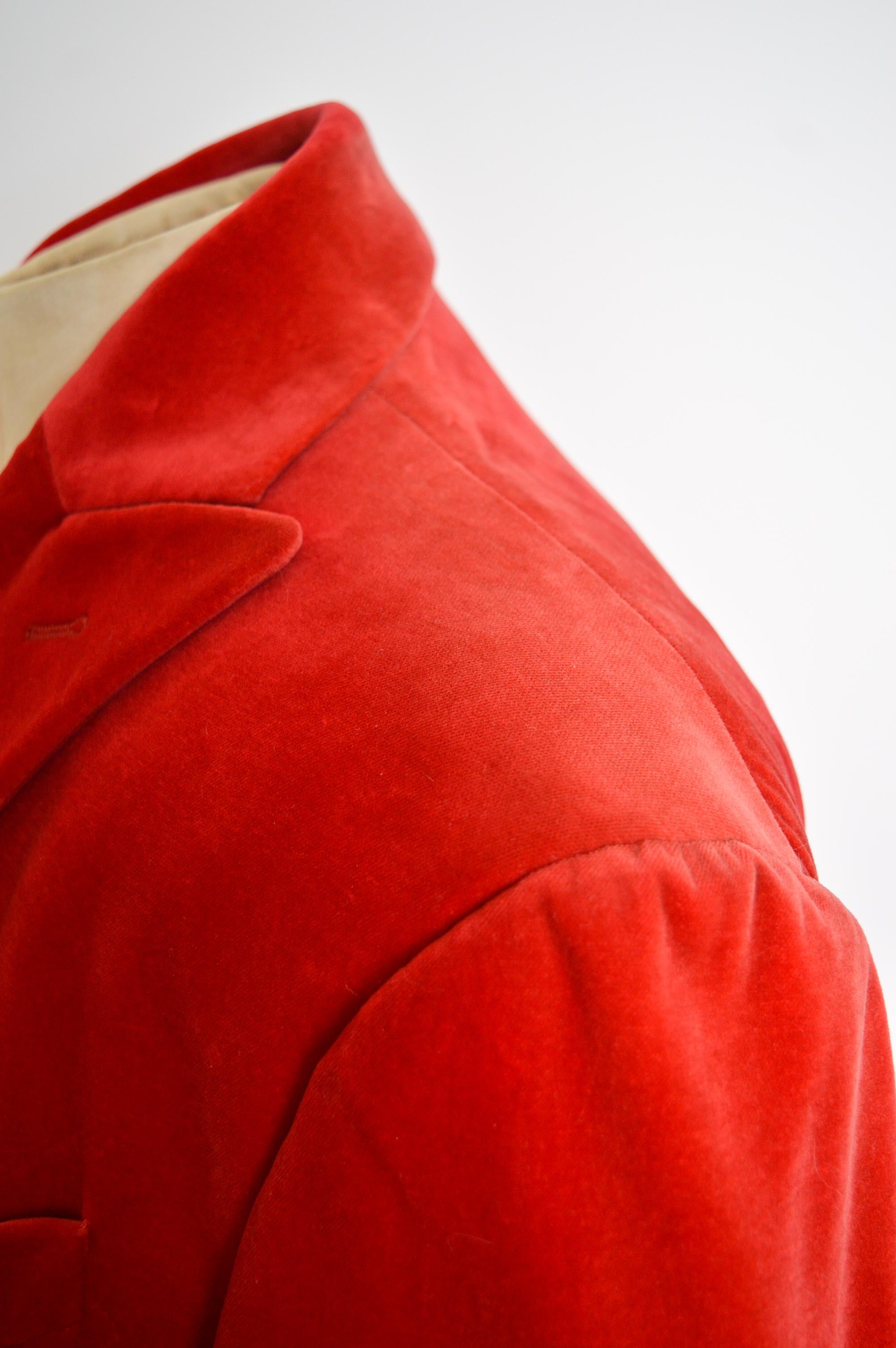 1996 Runway Vivienne Westwood MAN Red Velvet Double breasted Blazer Suit Jacket 3