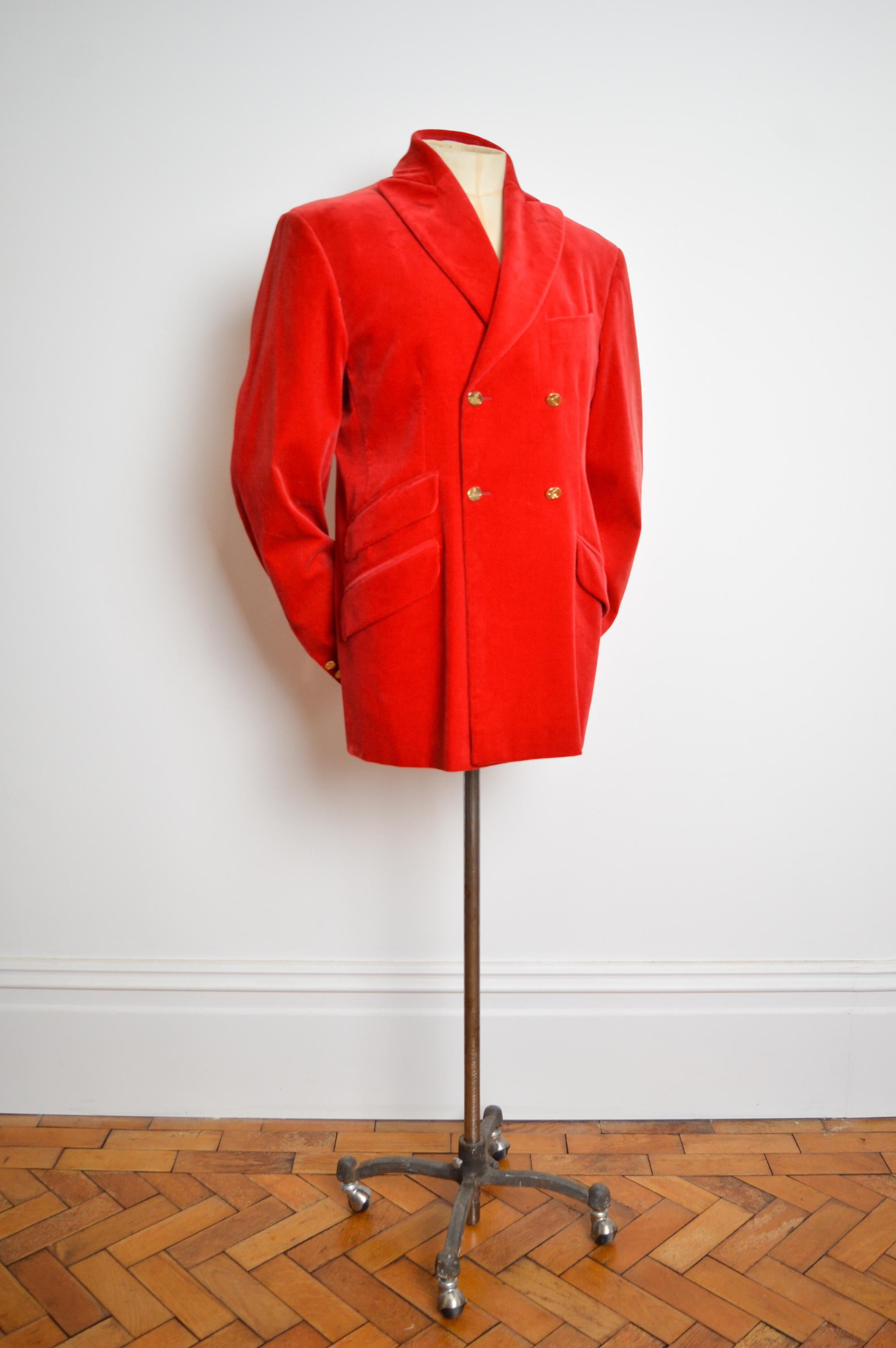 1996 Runway Vivienne Westwood MAN Red Velvet Double breasted Blazer Suit Jacket 5