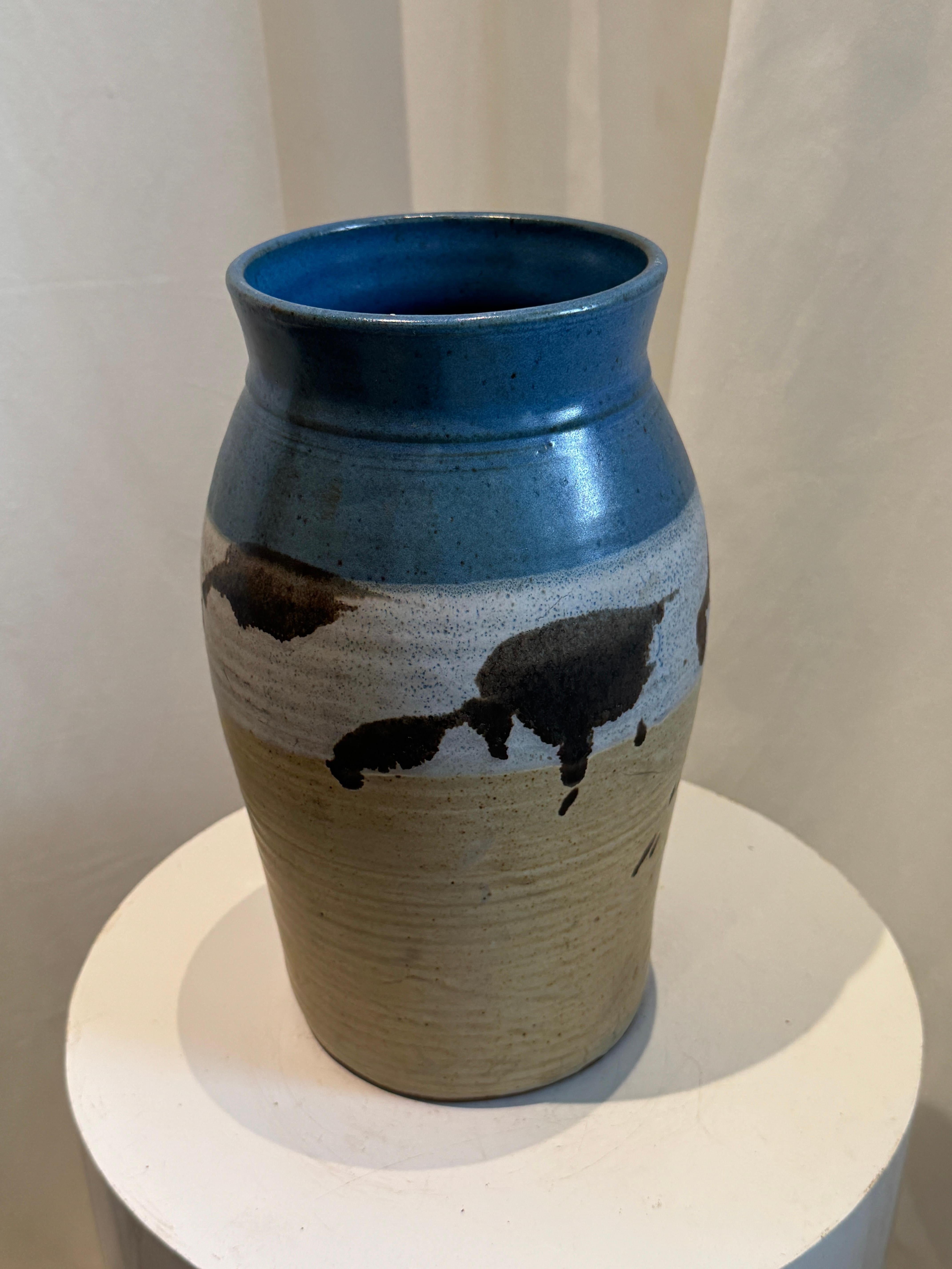 Rustic 1996 Signed M. Hainest Studio Pottery Vase – Handcrafted Ceramic Art For Sale