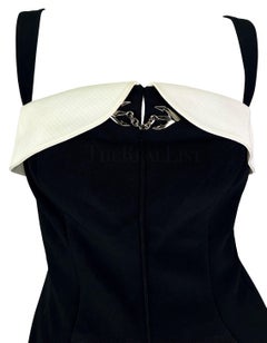 1996 Thierry Mugler Black White Anchor Accent Mini Dress
