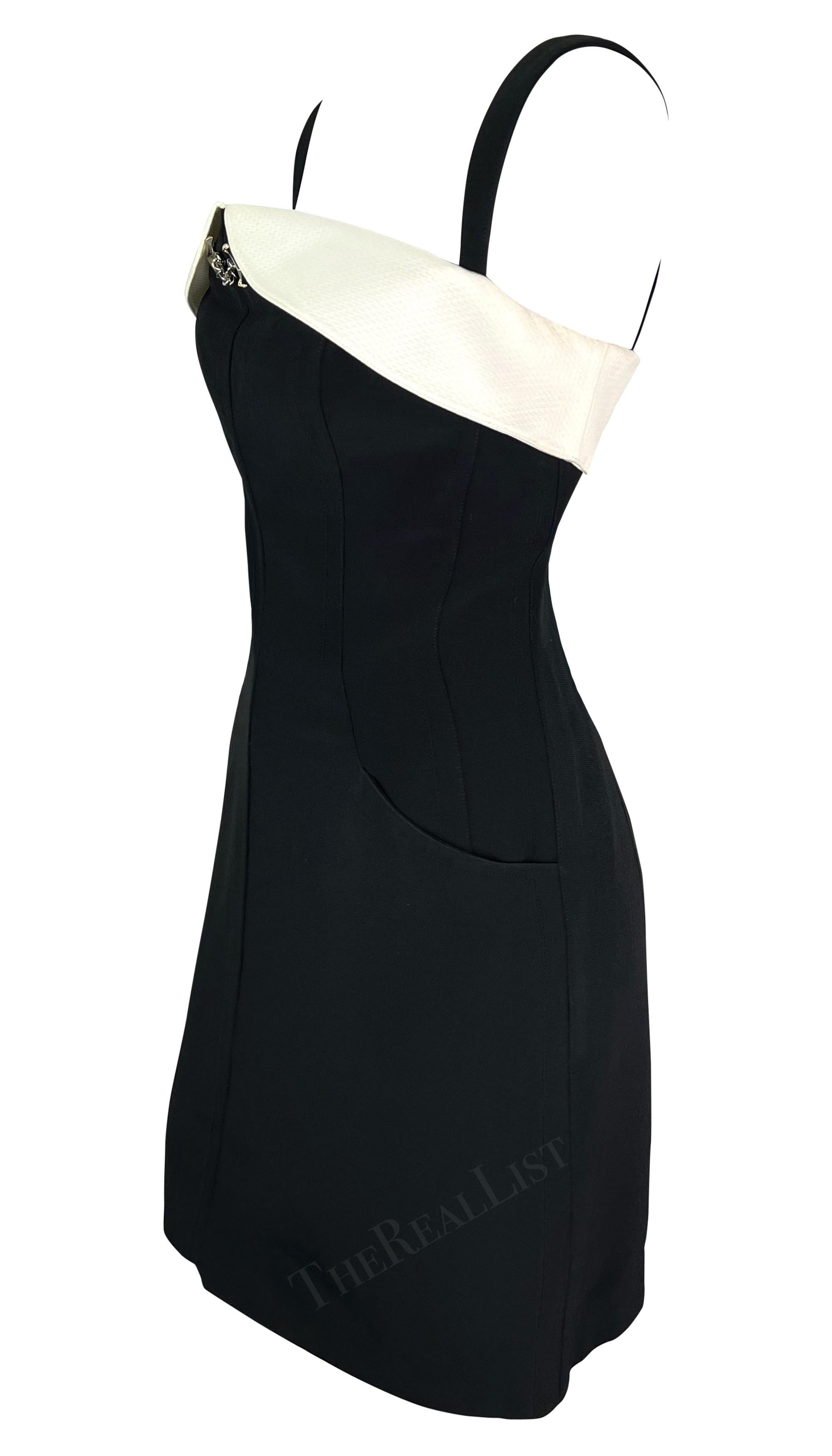 Women's 1996 Thierry Mugler Black White Anchor Accent Mini Dress