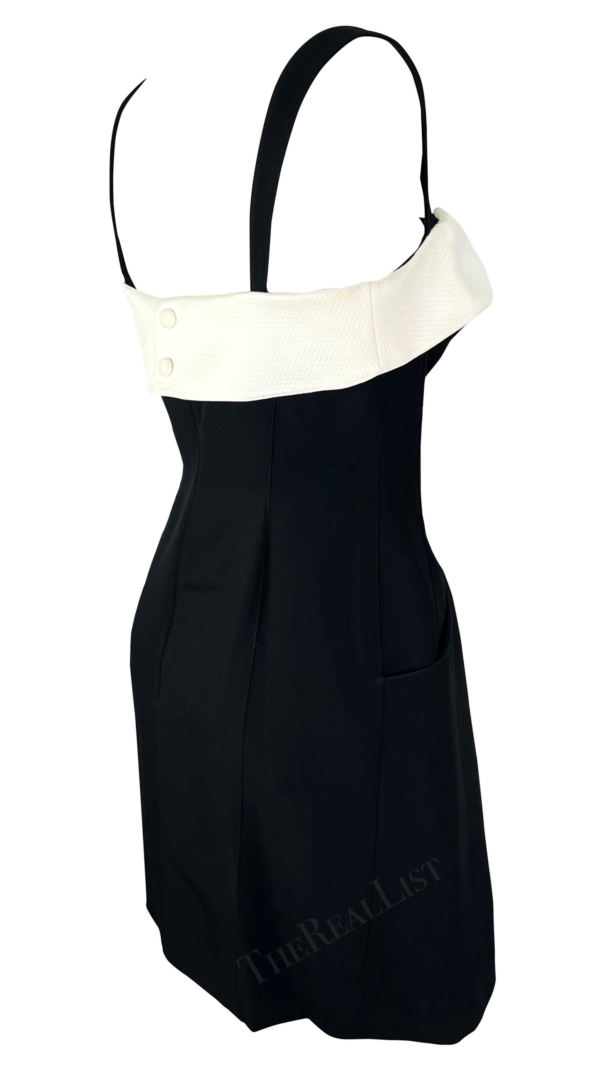 1996 Thierry Mugler Black White Anchor Accent Mini Dress 2