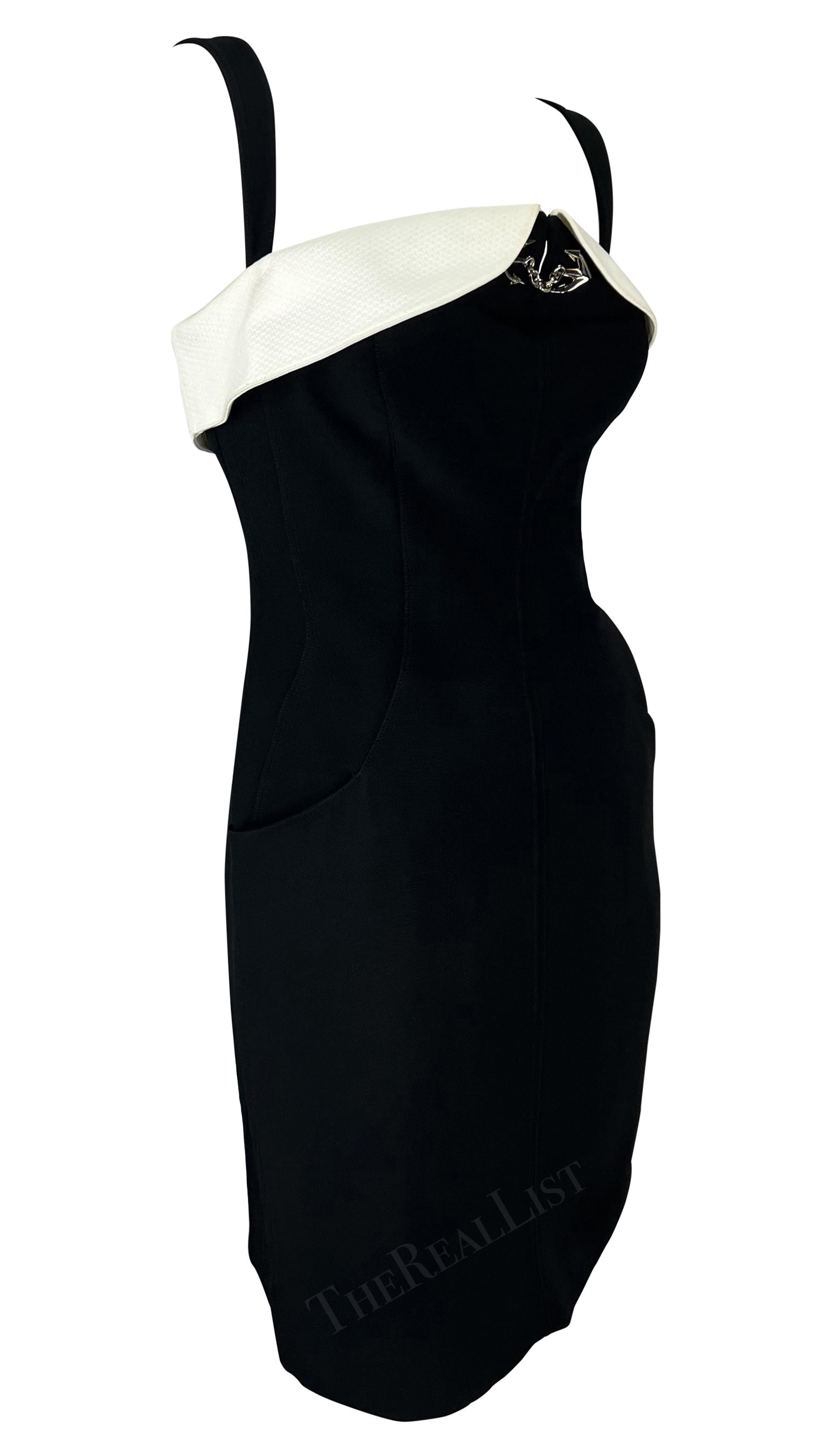 1996 Thierry Mugler Black White Anchor Accent Mini Dress 3