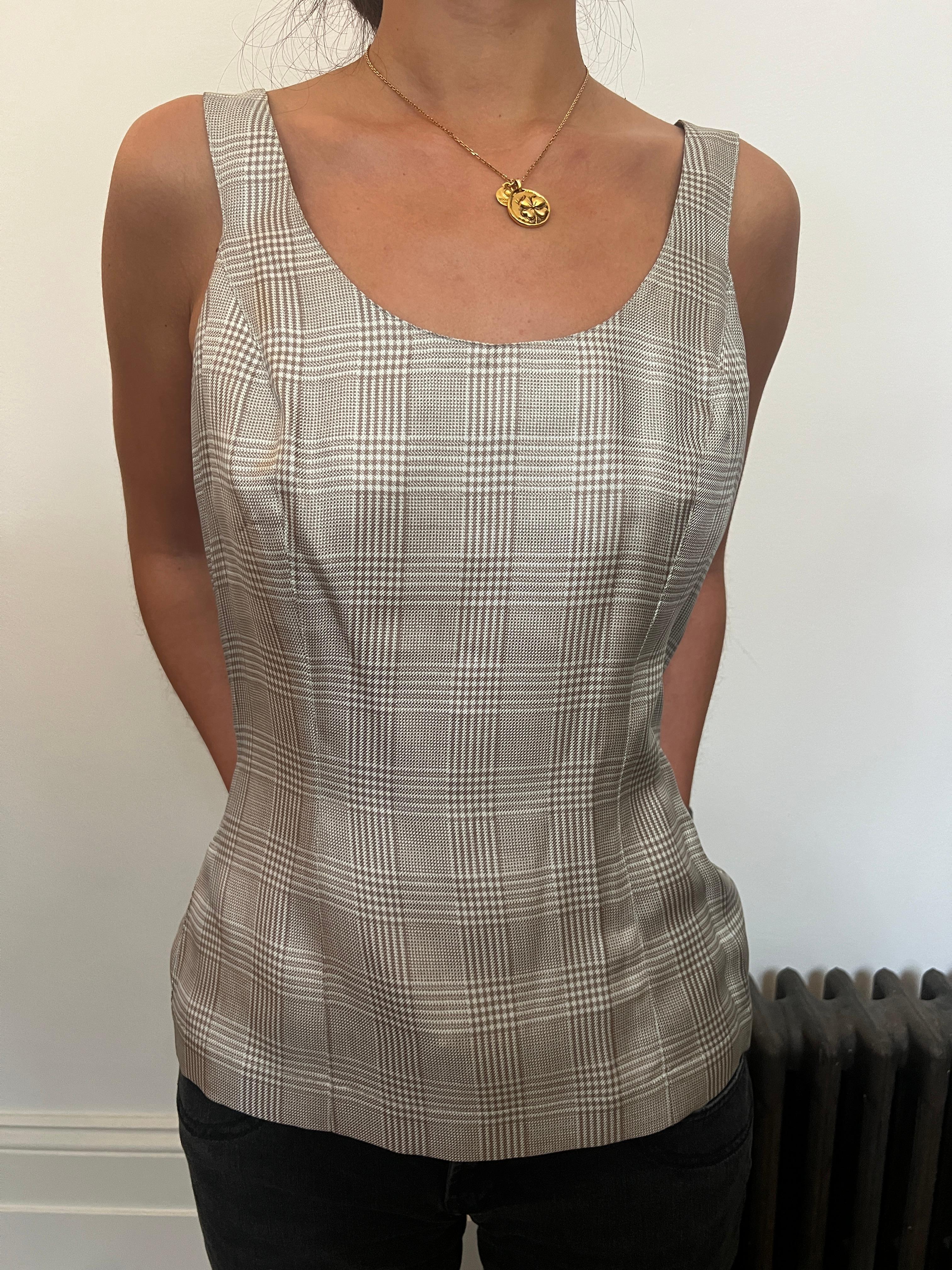 1996 Thierry Mugler Runway Costume 3 pièces à carreaux Prince of Wales marron en vente 3