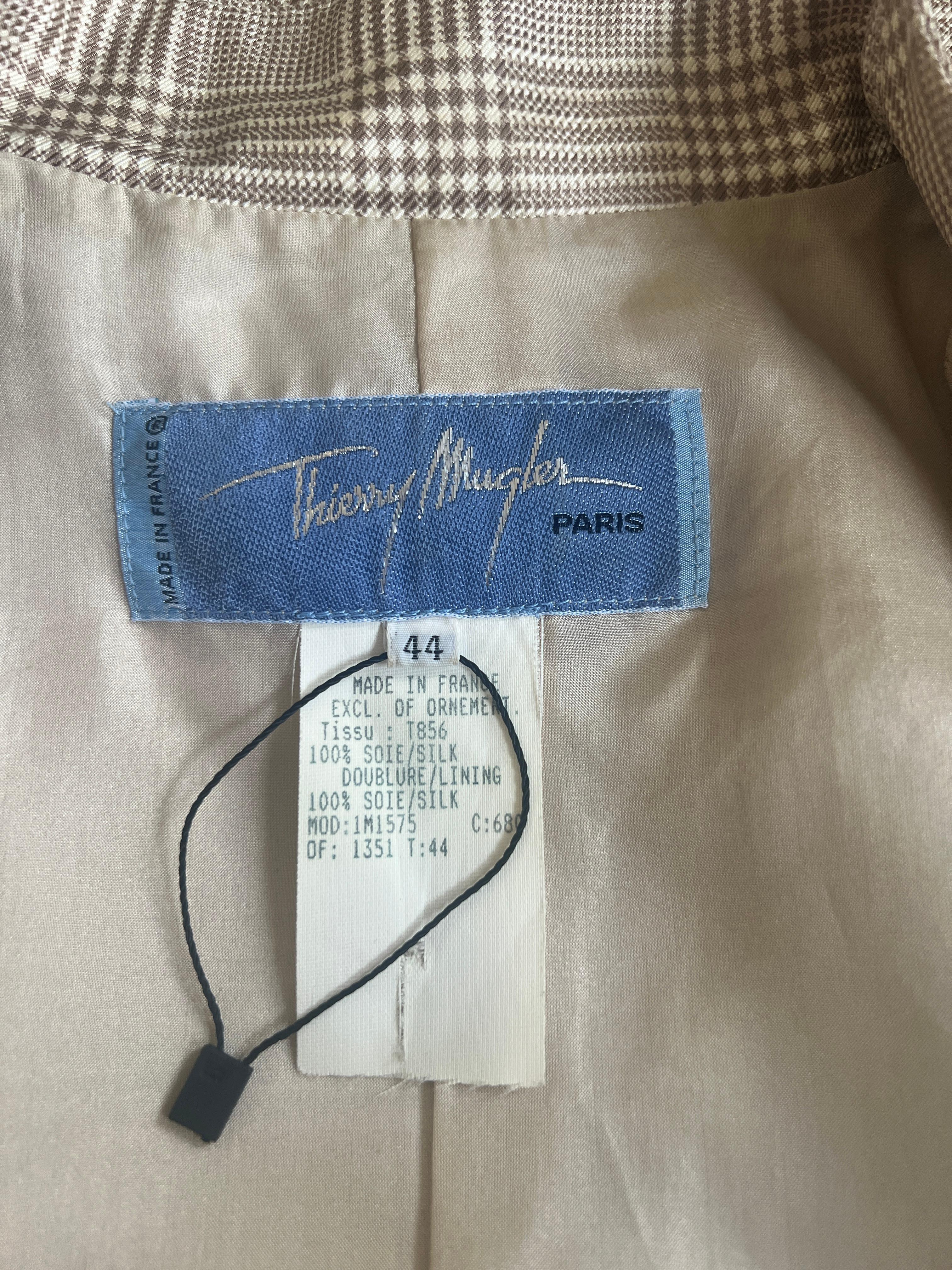 1996 Thierry Mugler Runway Documented Brown Prince of Wales Check Skirt Suit For Sale 6