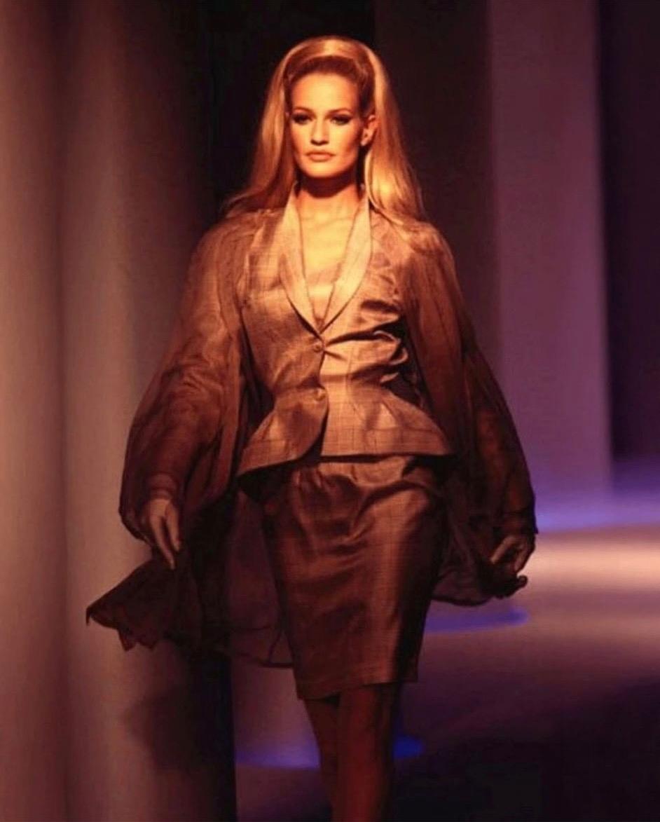 1996 Thierry Mugler Runway Documented Brown Prince of Wales Check Skirt Suit 4