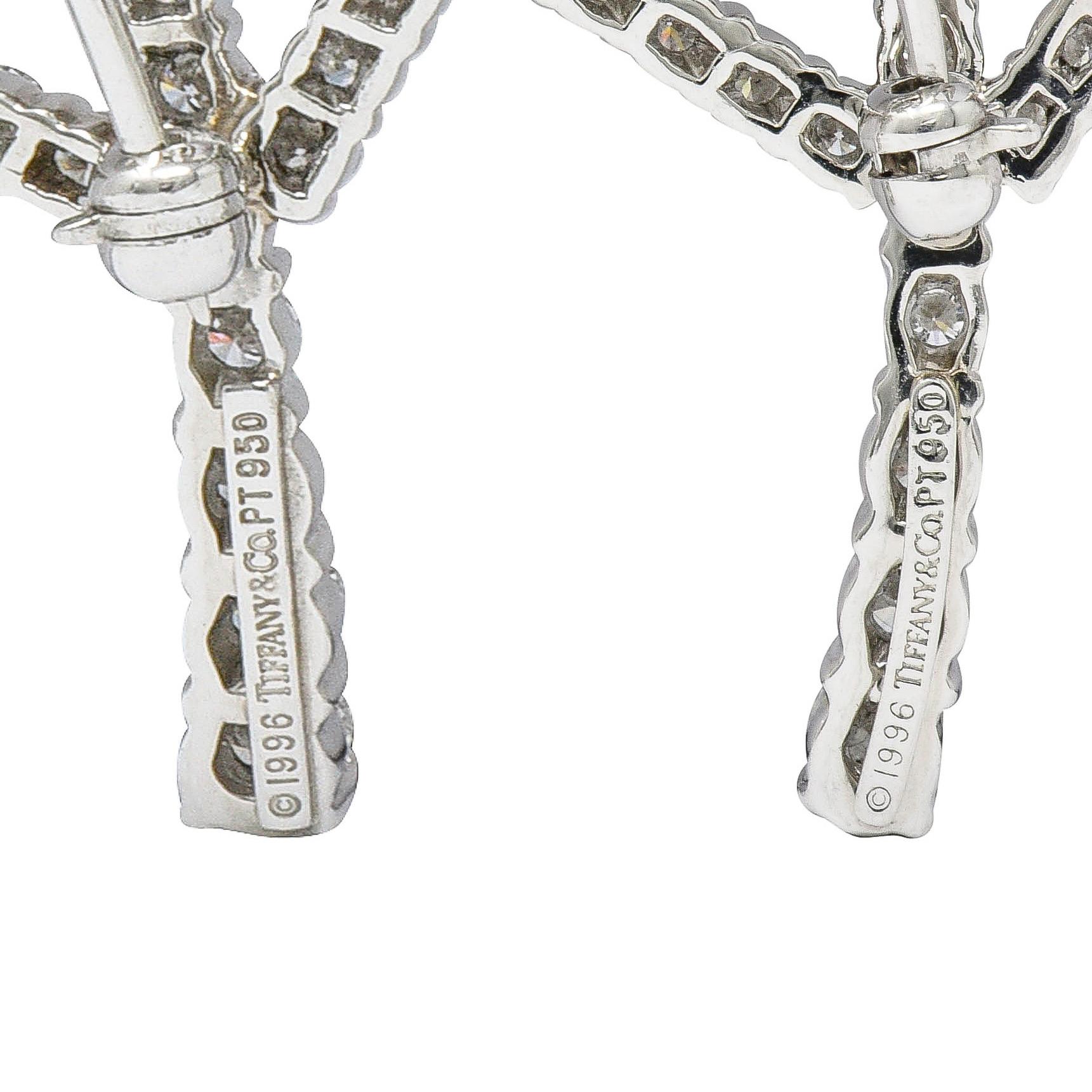 1996 Tiffany & Co. 7.00 Carats Diamond Platinum Foliate Brooch Clips In Excellent Condition In Philadelphia, PA