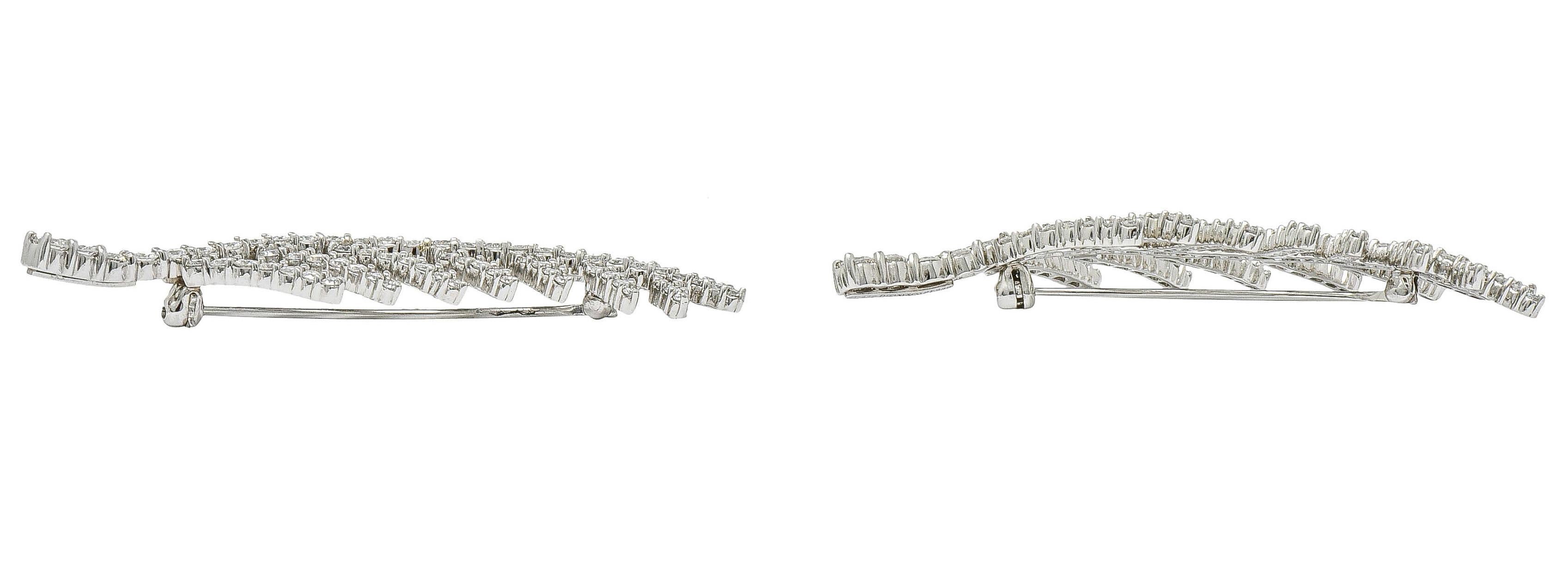 Women's or Men's 1996 Tiffany & Co. 7.00 Carats Diamond Platinum Foliate Brooch Clips