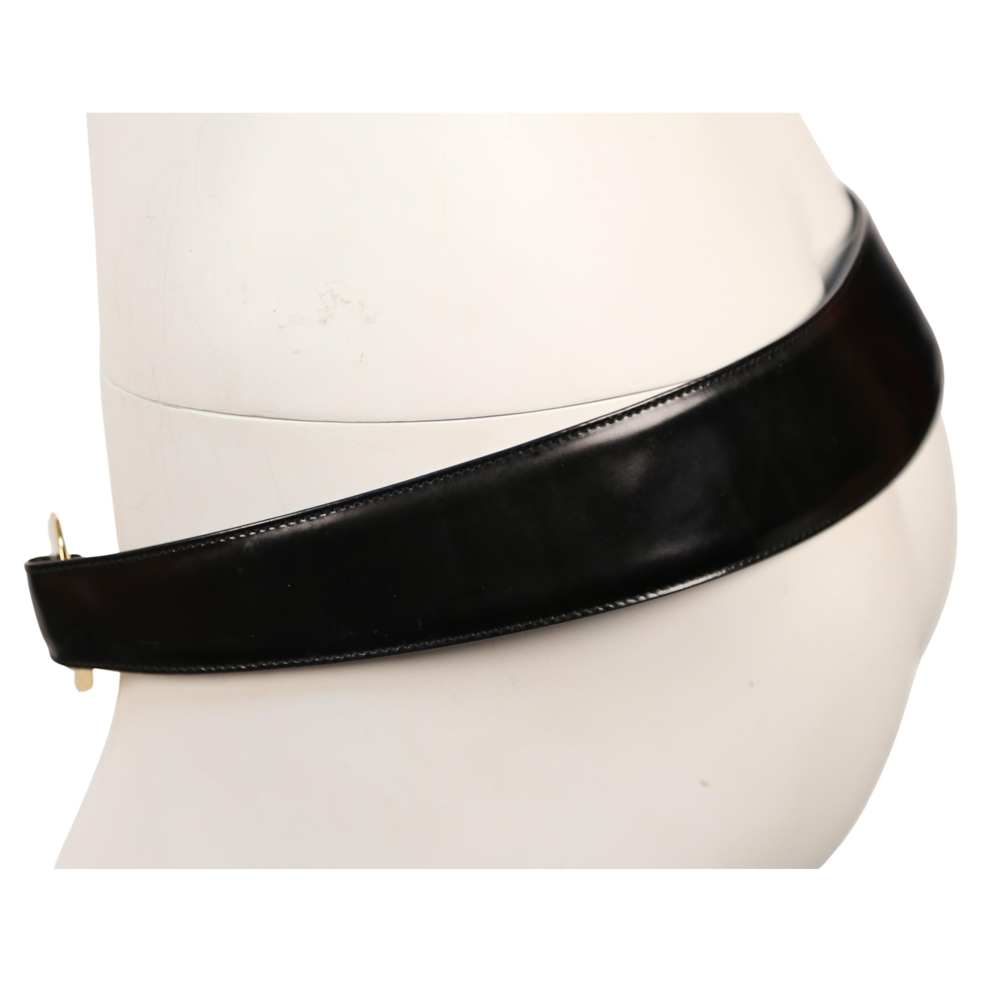Black 1996 TOM FORD for GUCCI black spazzalato leather belt with gilt buckle