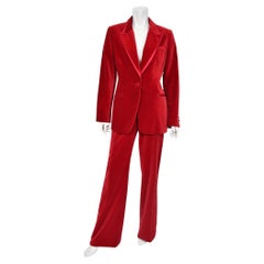 1996 Tom Ford for Gucci Red Velvet 'Gwyneth Paltrow' Tailored Jacket Pantsuit