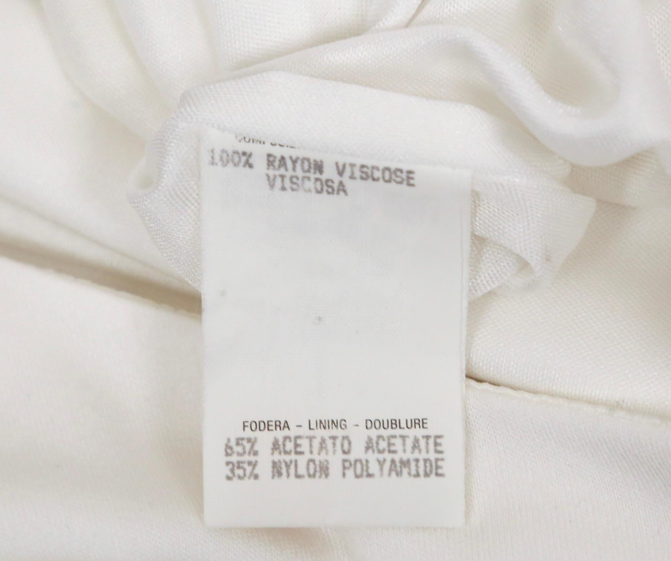 1996 Tom Ford for Gucci white jersey gown with cut out hip & gold belt buckle 10
