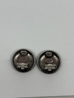 1996 Vintage Ruthenium CC Button Clip On Earrings