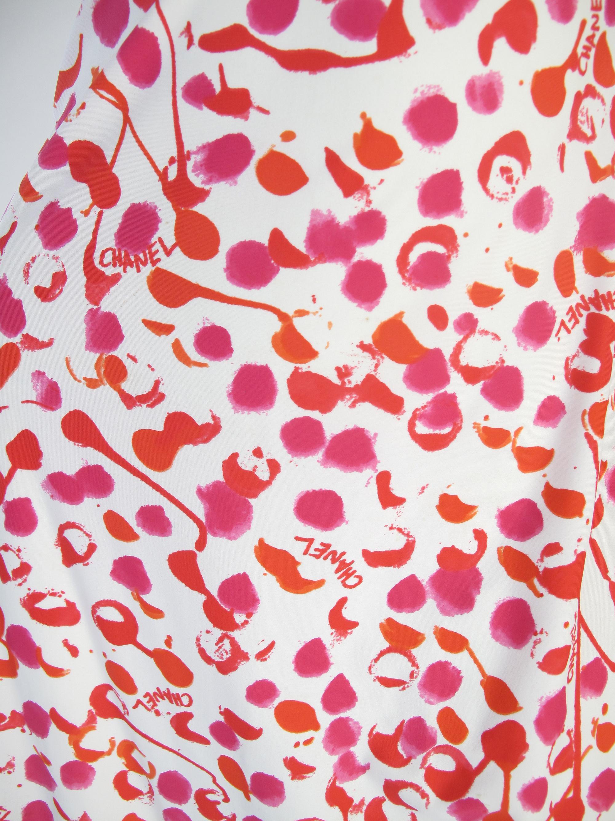 1996C Chanel Splatter Print Keyhole Mini Dress In Good Condition In Austin, TX