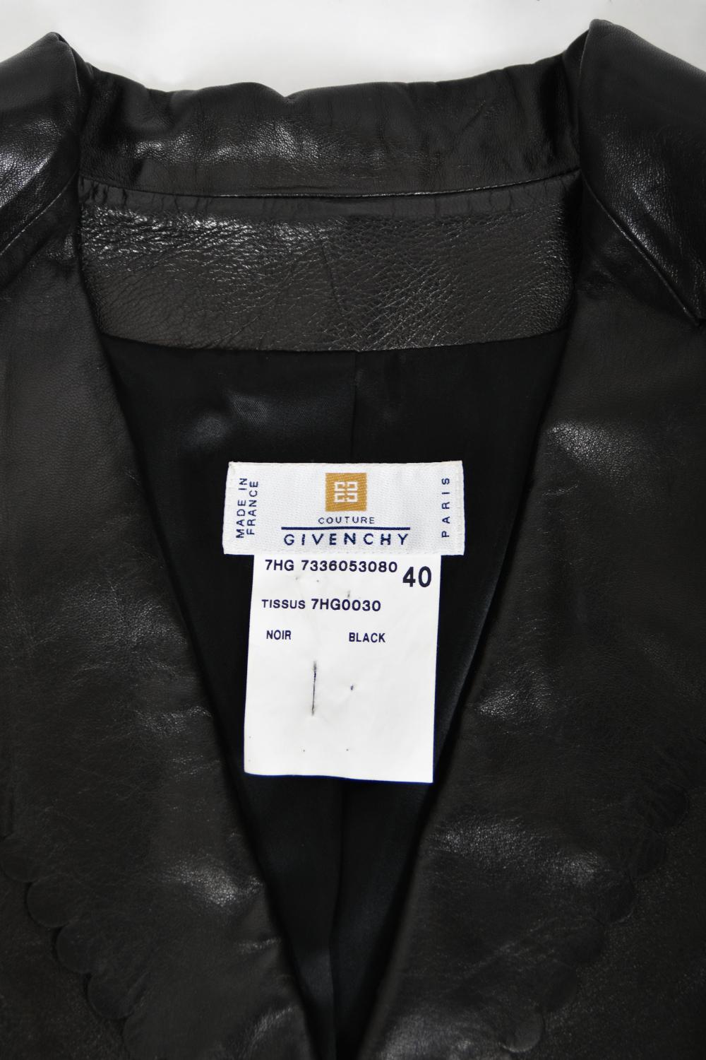 1997 Alexander Mcqueen for Givenchy Runway Black Leather Cutwork Blazer Jacket 12