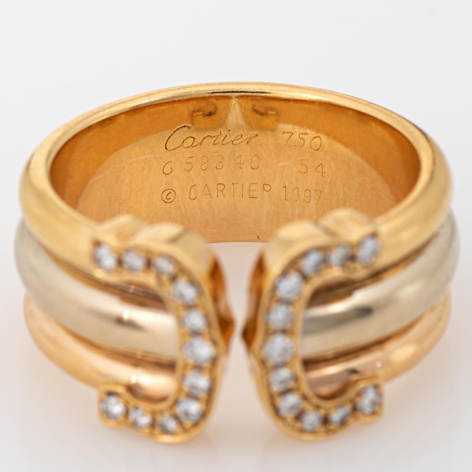 1997 C.C. di Cartier Anello di diamanti 54 Sz 6.75 Fascia d'oro 18k Firmato Gioielli in vendita 1