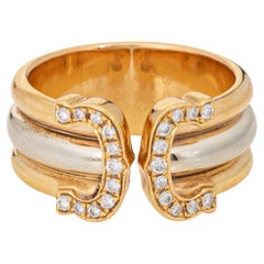 1997 C de Cartier Diamond Ring 54 Sz 6.75 18k Gold Band Signed Jewelry