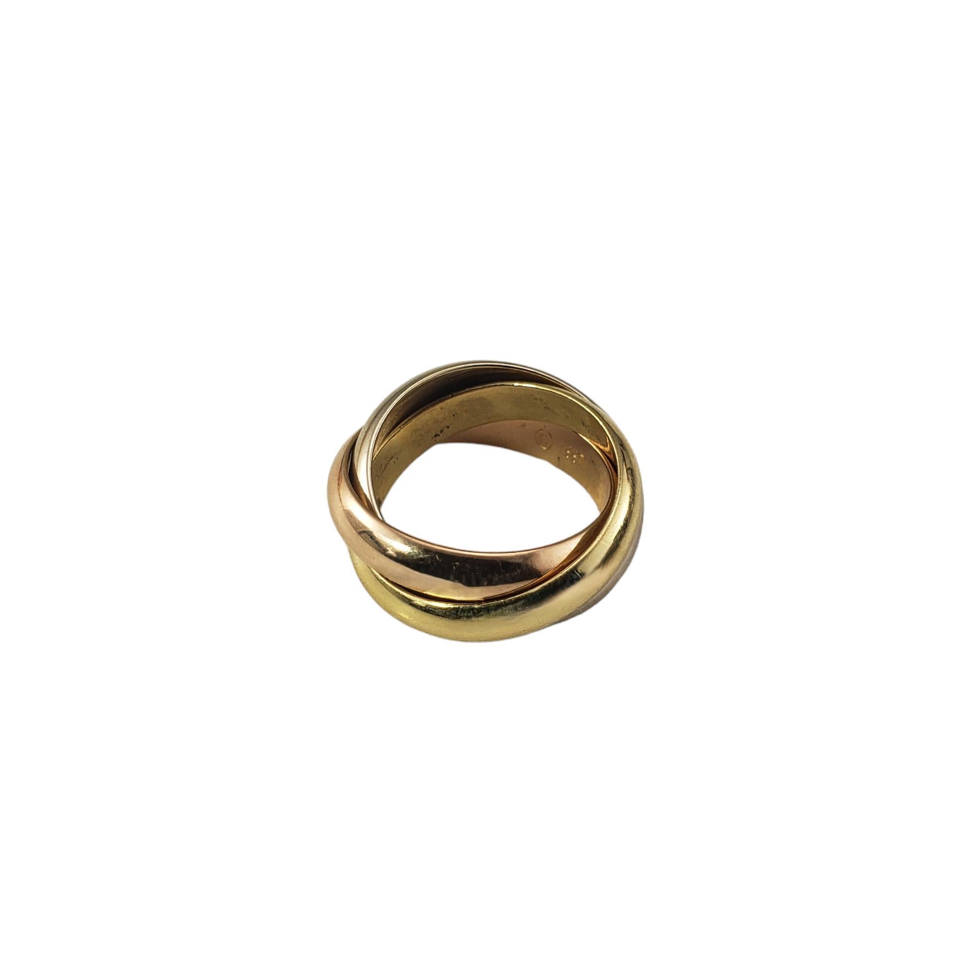1997 Cartier 18K Tricolor Gold Trinity Ring Size 4.5 with Box #18143 In Good Condition For Sale In Washington Depot, CT