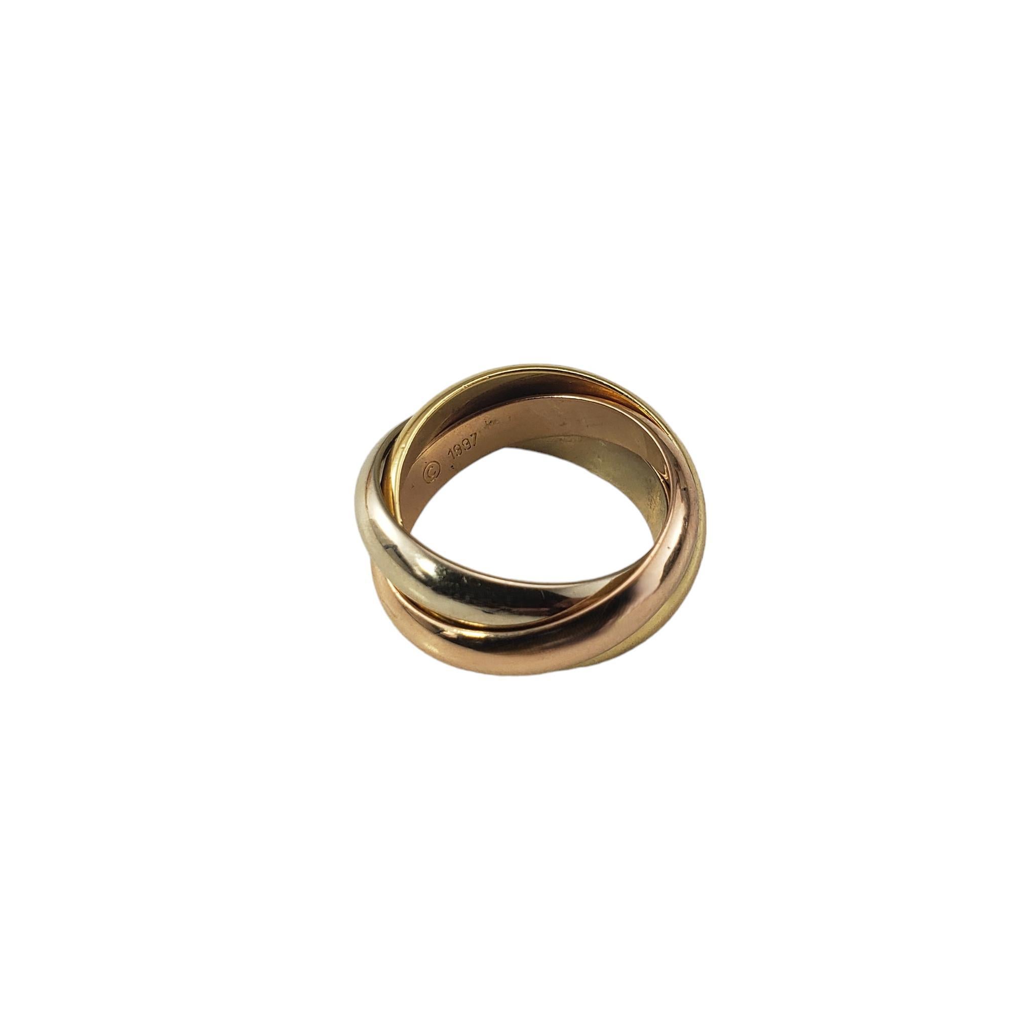 Women's 1997 Cartier 18K Tricolor Gold Trinity Ring Size 4.5 with Box #18143 For Sale