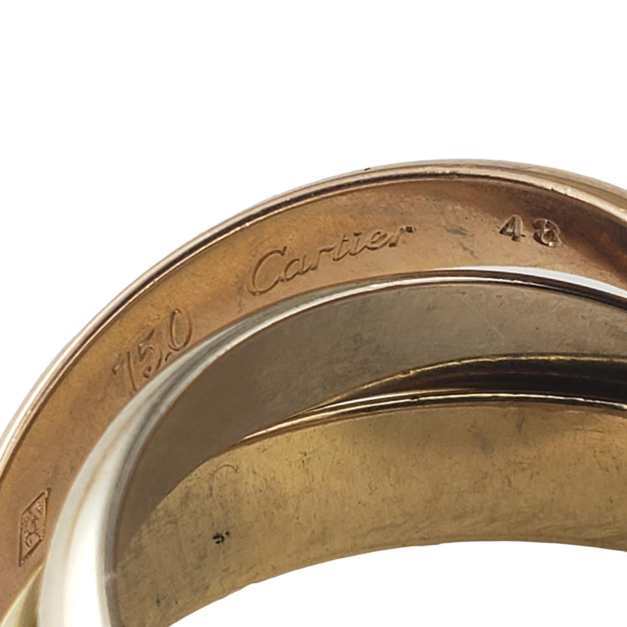 1997 Cartier 18K Tricolor Gold Trinity Ring Size 4.5 with Box #18143 For Sale 1