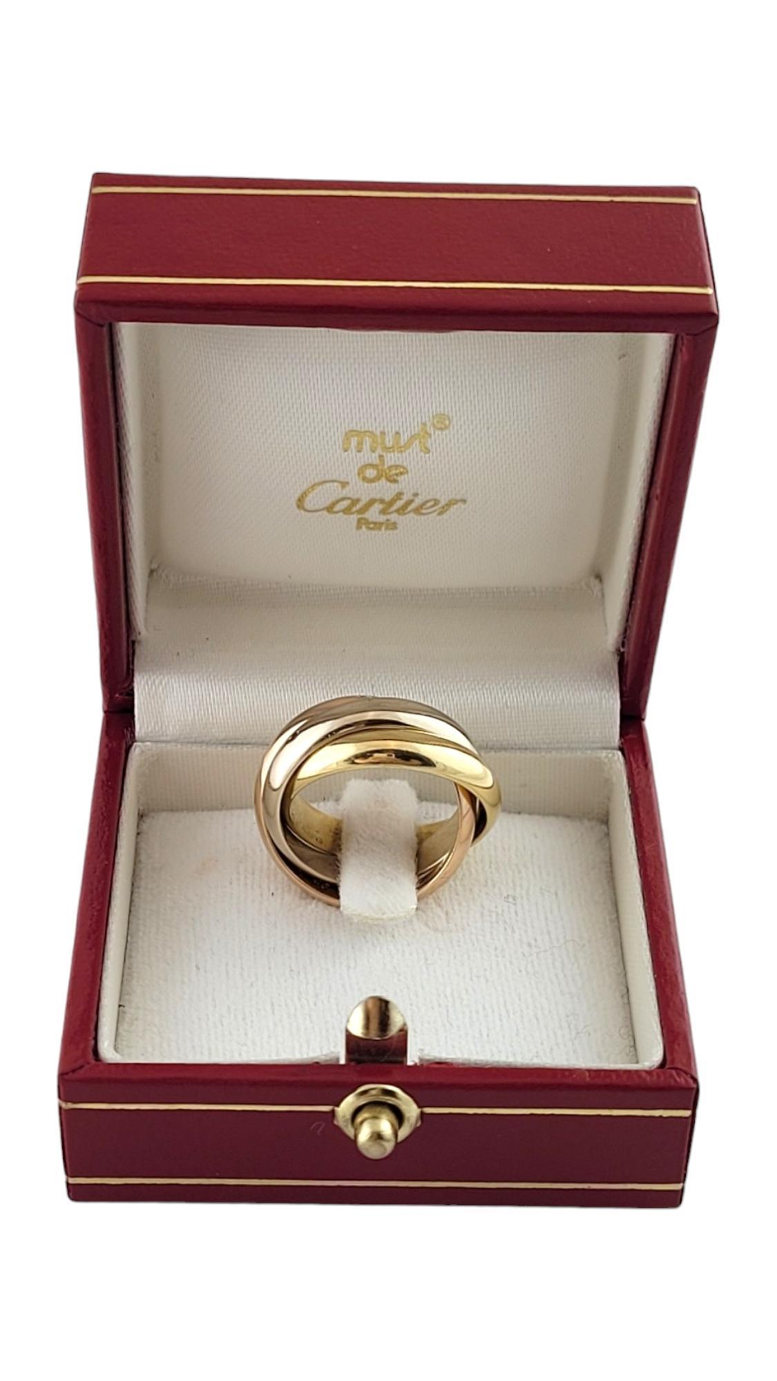 1997 Cartier 18K Tricolor Gold Trinity Ring Size 4.5 with Box #18143 For Sale 4