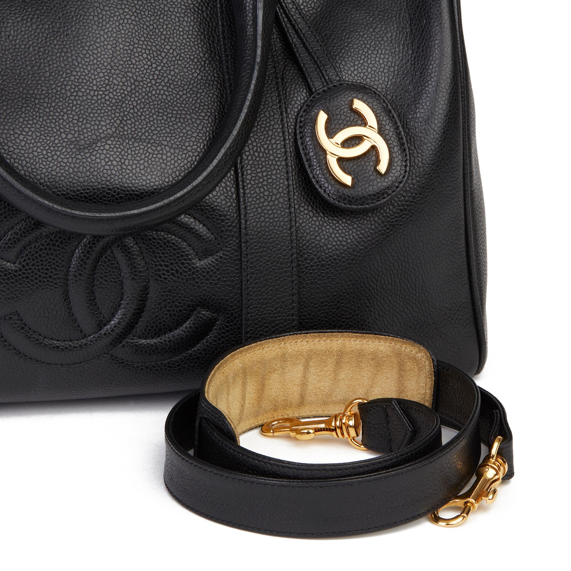 1997 Chanel Schwarzer Kaviar Leder Vintage Boston 35 8