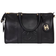 1997 Chanel Schwarzer Kaviar Leder Vintage Boston 35