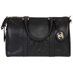 1997 Chanel Black Caviar Leather Vintage Boston 35