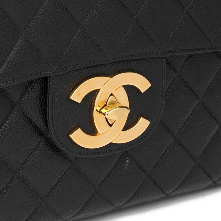 Chanel Vintage 1997 Classic Single Rare Caviar Leather Shoulder Bag
