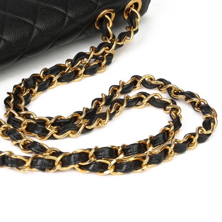 1997 Chanel Black Caviar Leather Vintage Jumbo Single Classic Flap Bag ...