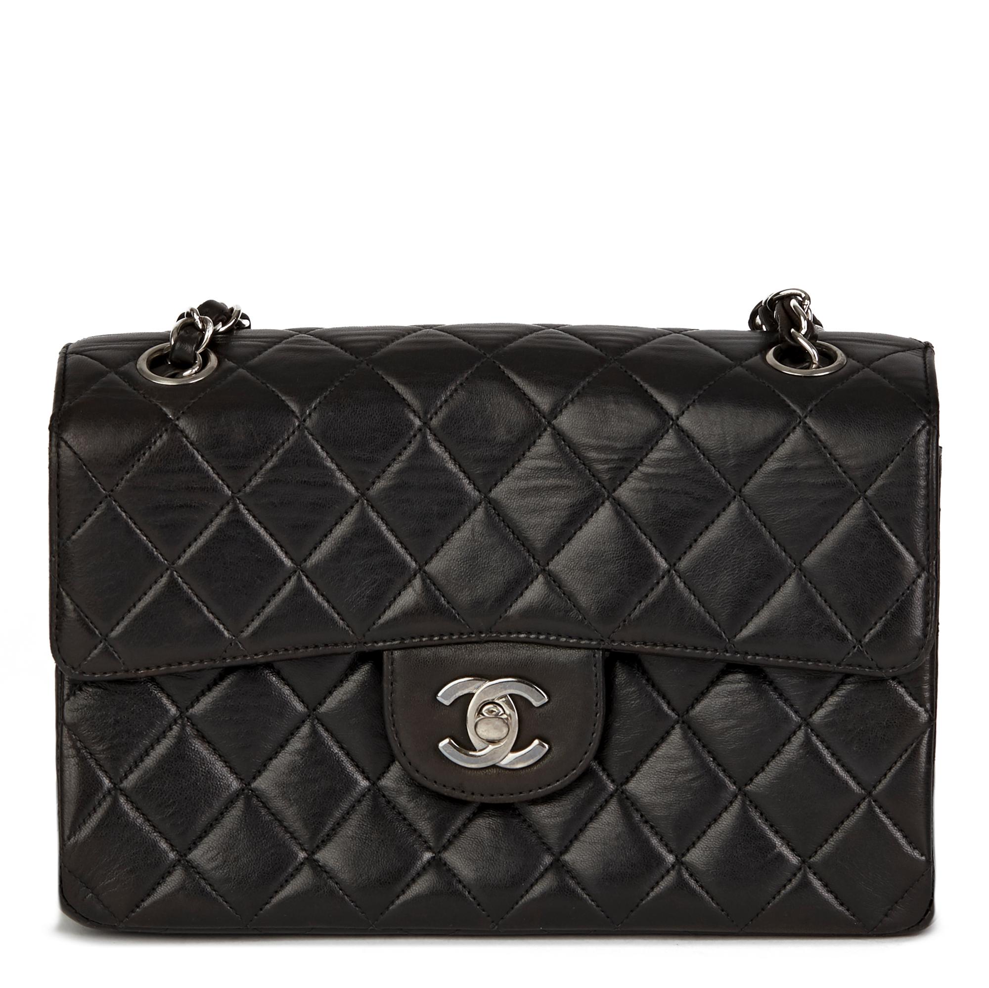1997 Chanel Black Lambskin Vintage Double Sided Classic Flap Bag 1