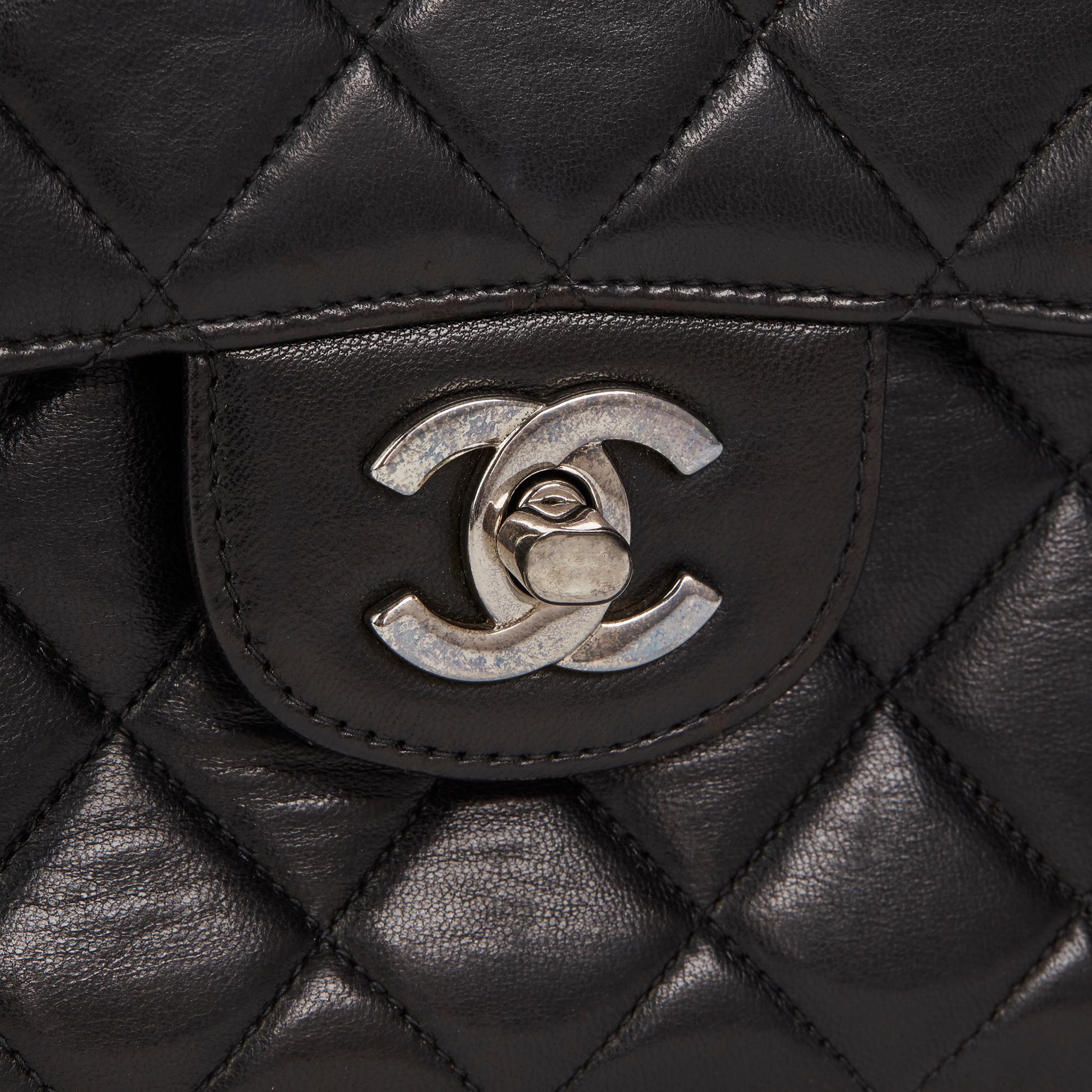 1997 Chanel Black Lambskin Vintage Double Sided Classic Flap Bag 2