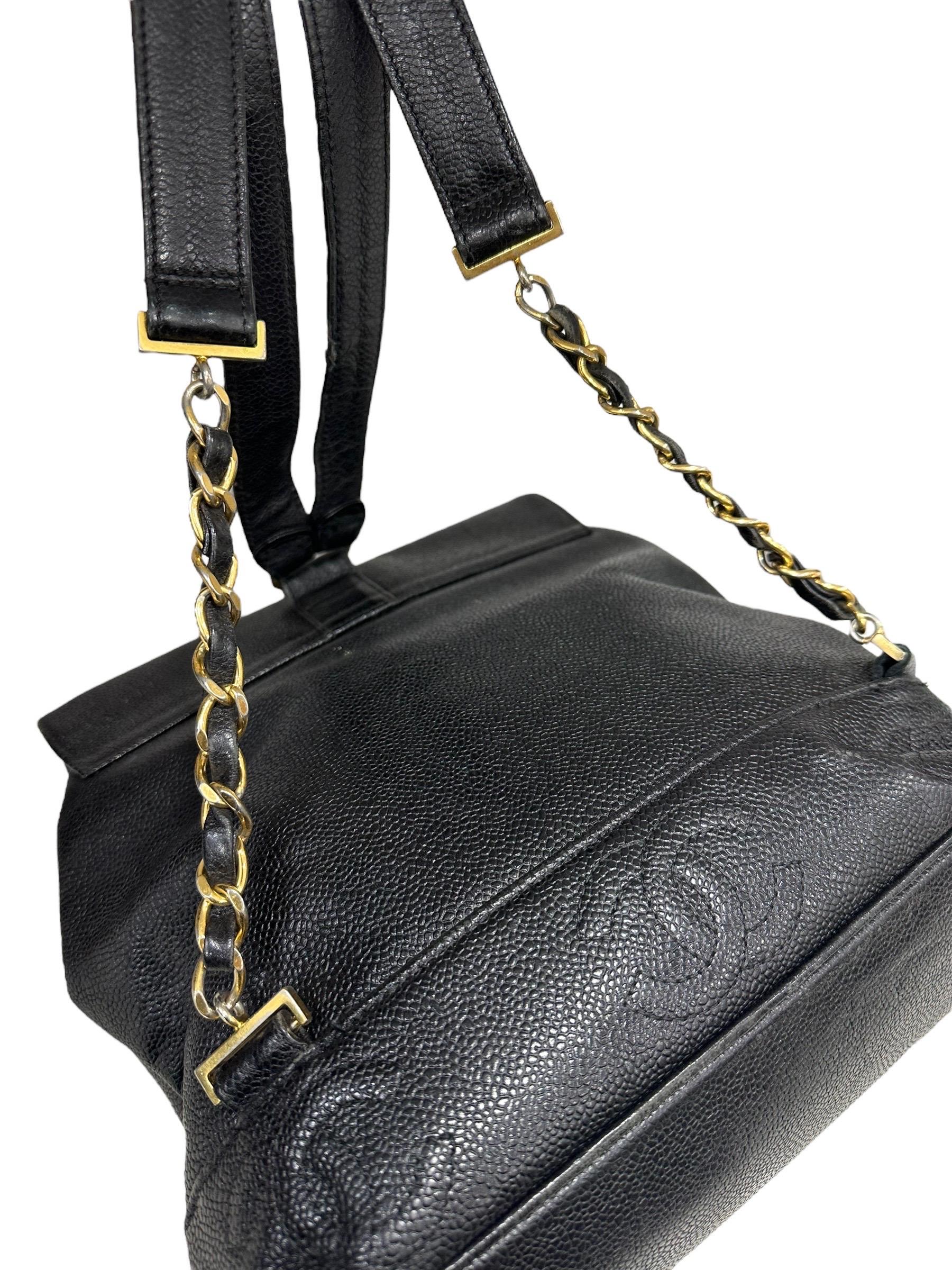 1997 Chanel Black Leather Vintage Backpack  6