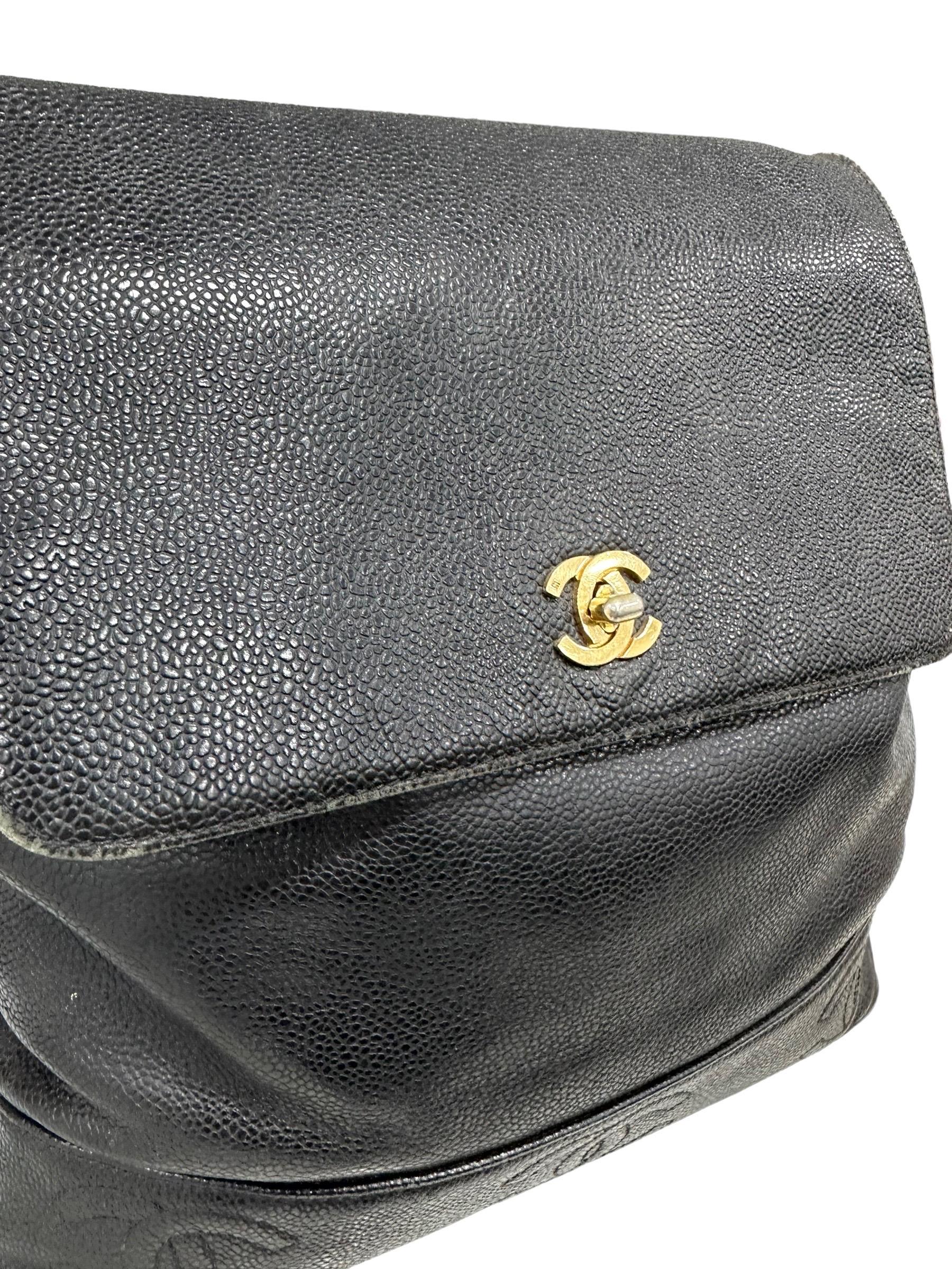 Women's 1997 Chanel Black Leather Vintage Backpack 