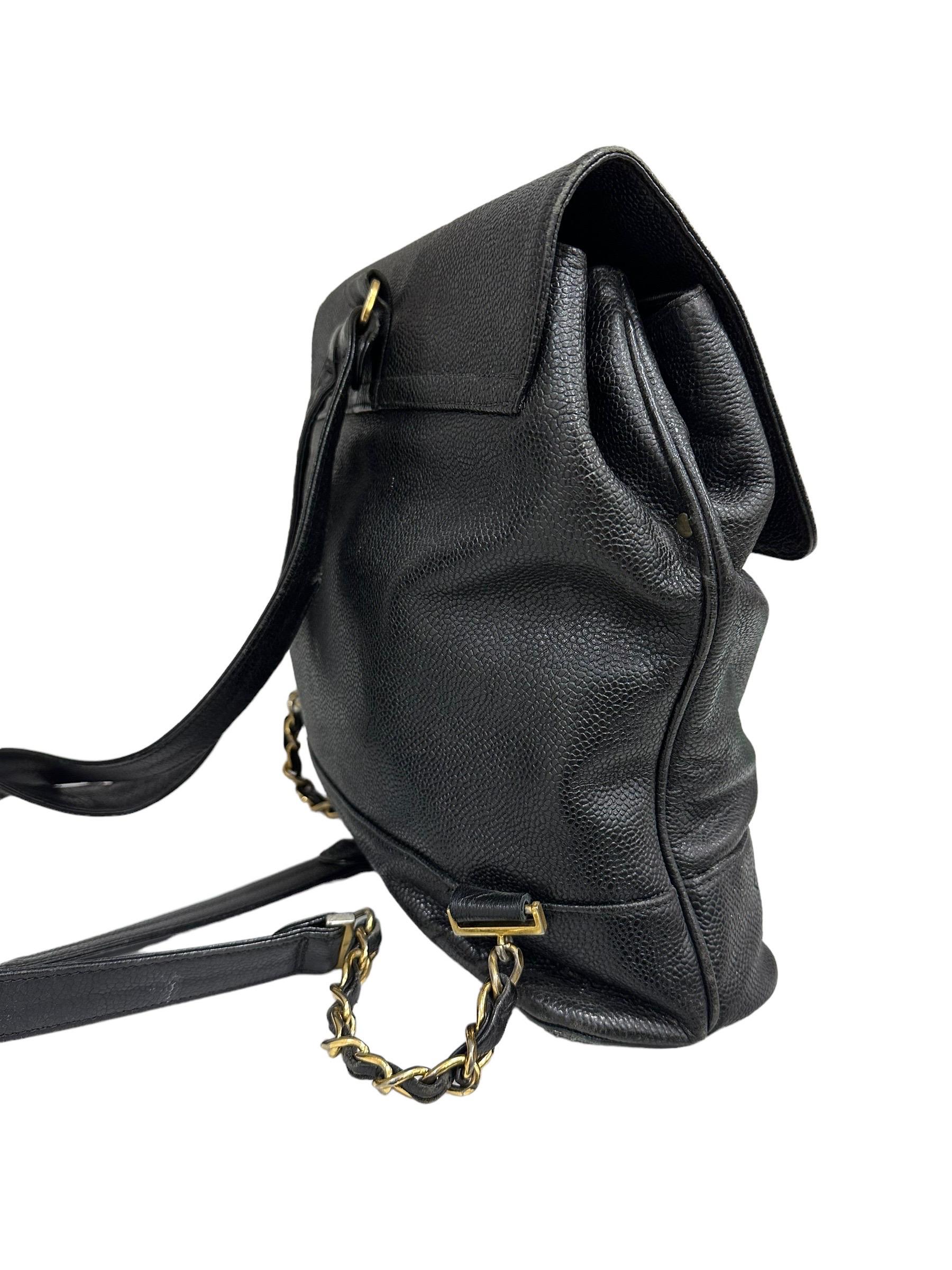 1997 Chanel Black Leather Vintage Backpack  1