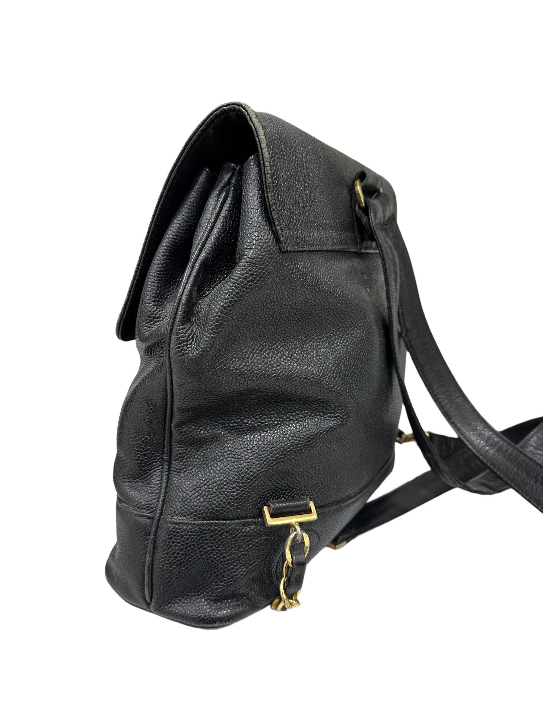 1997 Chanel Black Leather Vintage Backpack  2