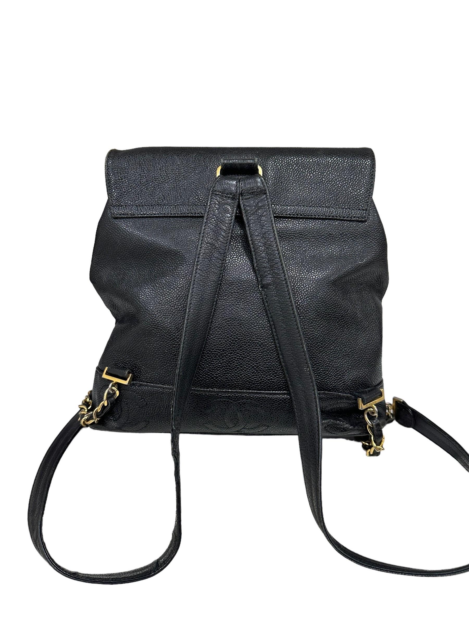 1997 Chanel Black Leather Vintage Backpack  3