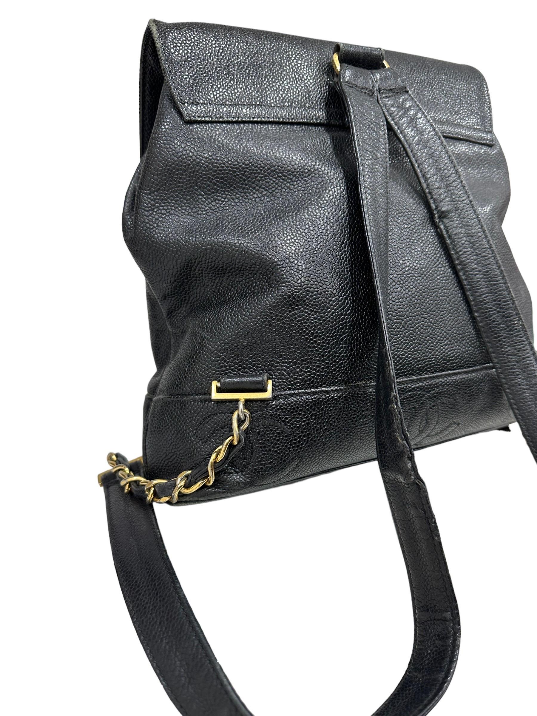 1997 Chanel Black Leather Vintage Backpack  4