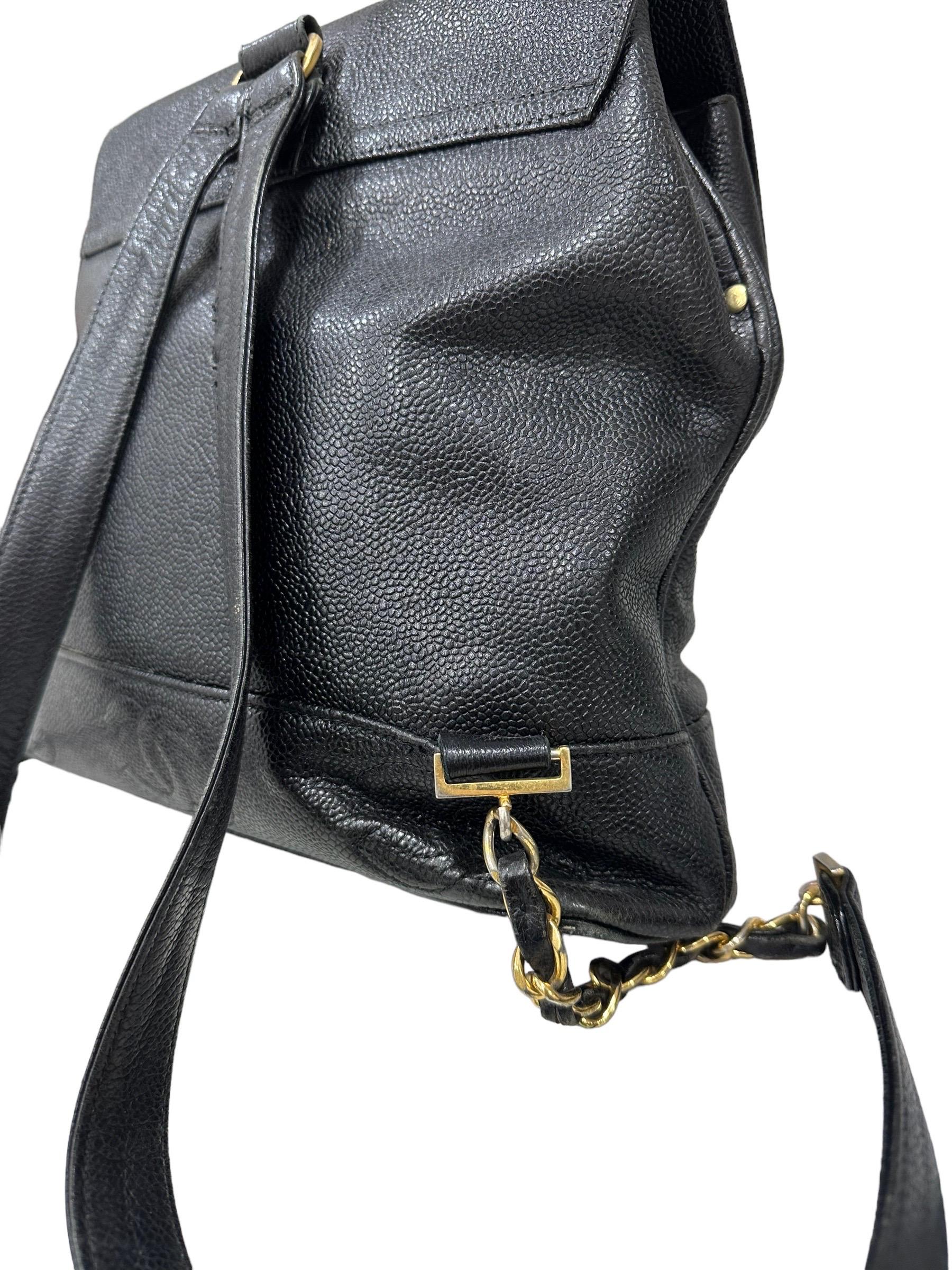 1997 Chanel Black Leather Vintage Backpack  5