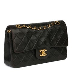 1997 Chanel Black Quilted Lambskin Leather Vintage Small Classic Double Flap Bag